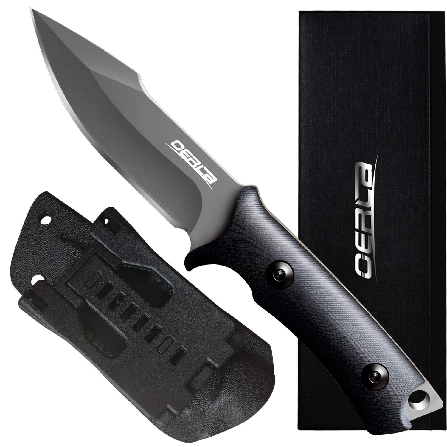 OERLA Fixed Blade Knife, Full Tang 420HC Stainless Steel Camping Knife, Outdoor EDC Hunting Survival Utility Knife with G10 Handle and Kydex Sheath