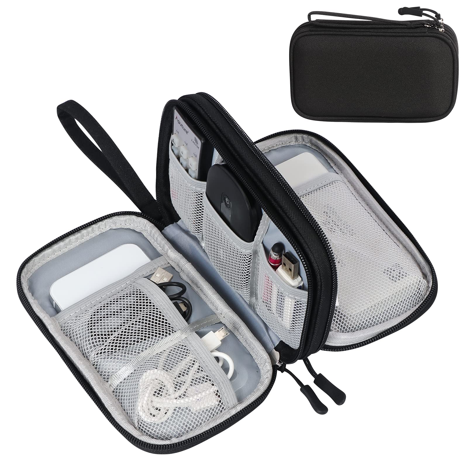 FYY Electronic Organizer, Travel Tech Pouch Bag, Cable Organizer Black