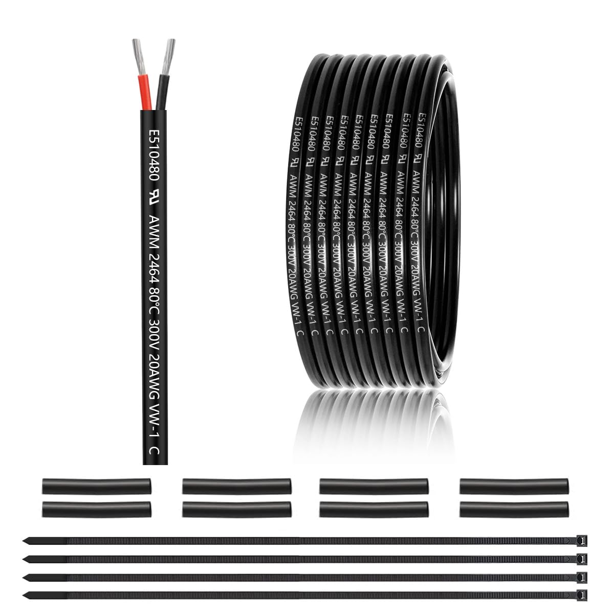 20 Gauge 2 Conductor Electrical Wire 25FT, UL 2464 20 AWG 2 Wire Cable