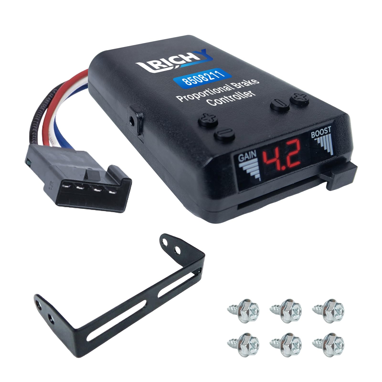 Lrichy 8508211 New Upgrade Proportional Brake Controller for 1-4 Axle Trailers (2/4/6/8 Brakes) - Replaces 8508220 Brake-EVN, Upgraded of 8507111 Time Delay IV Compatible with Ford/GM/Chevy/Dodge/RAM