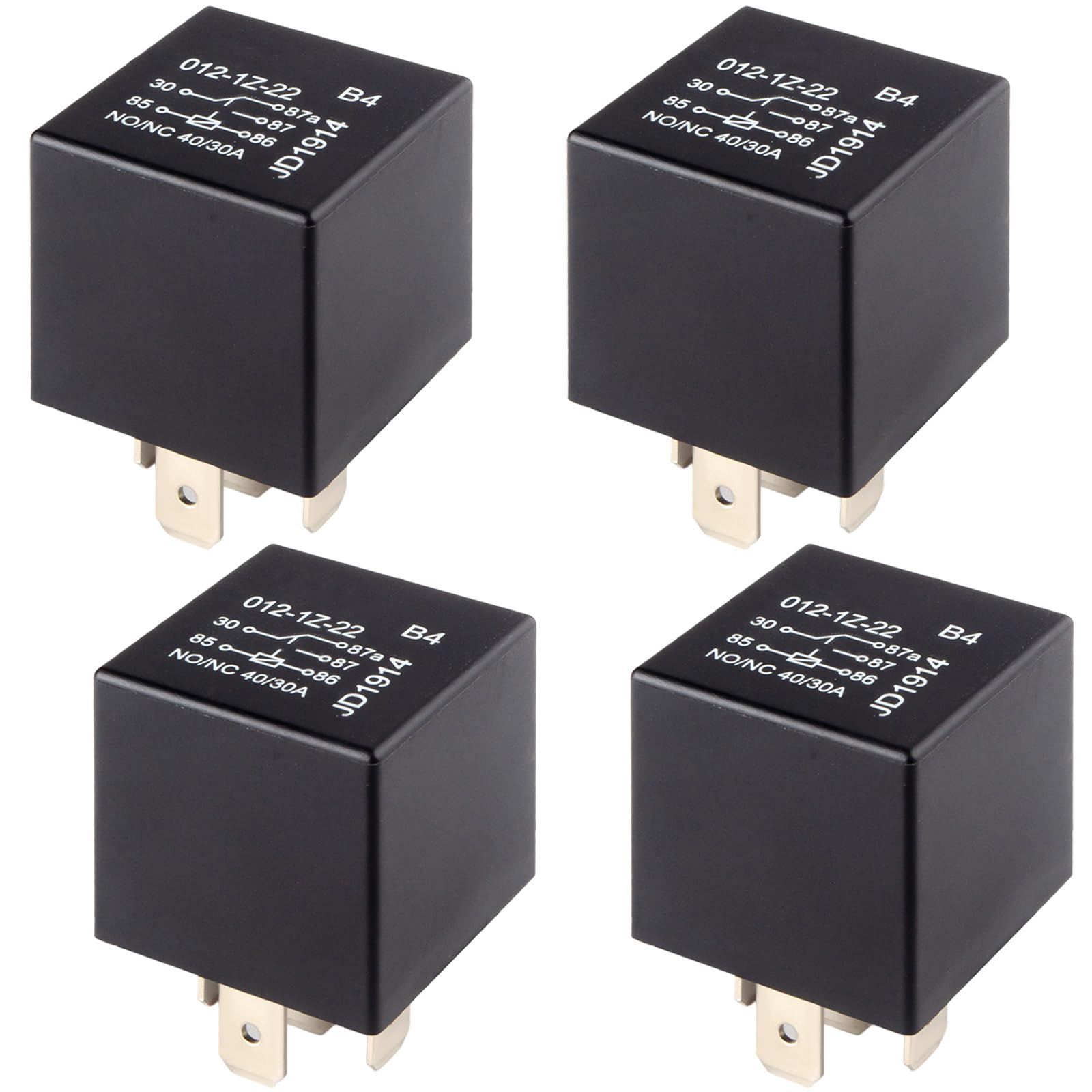 4 PCS Relays, 5 Pin Relay, 40A Waterproof Car Relays, 12V Relay Switch