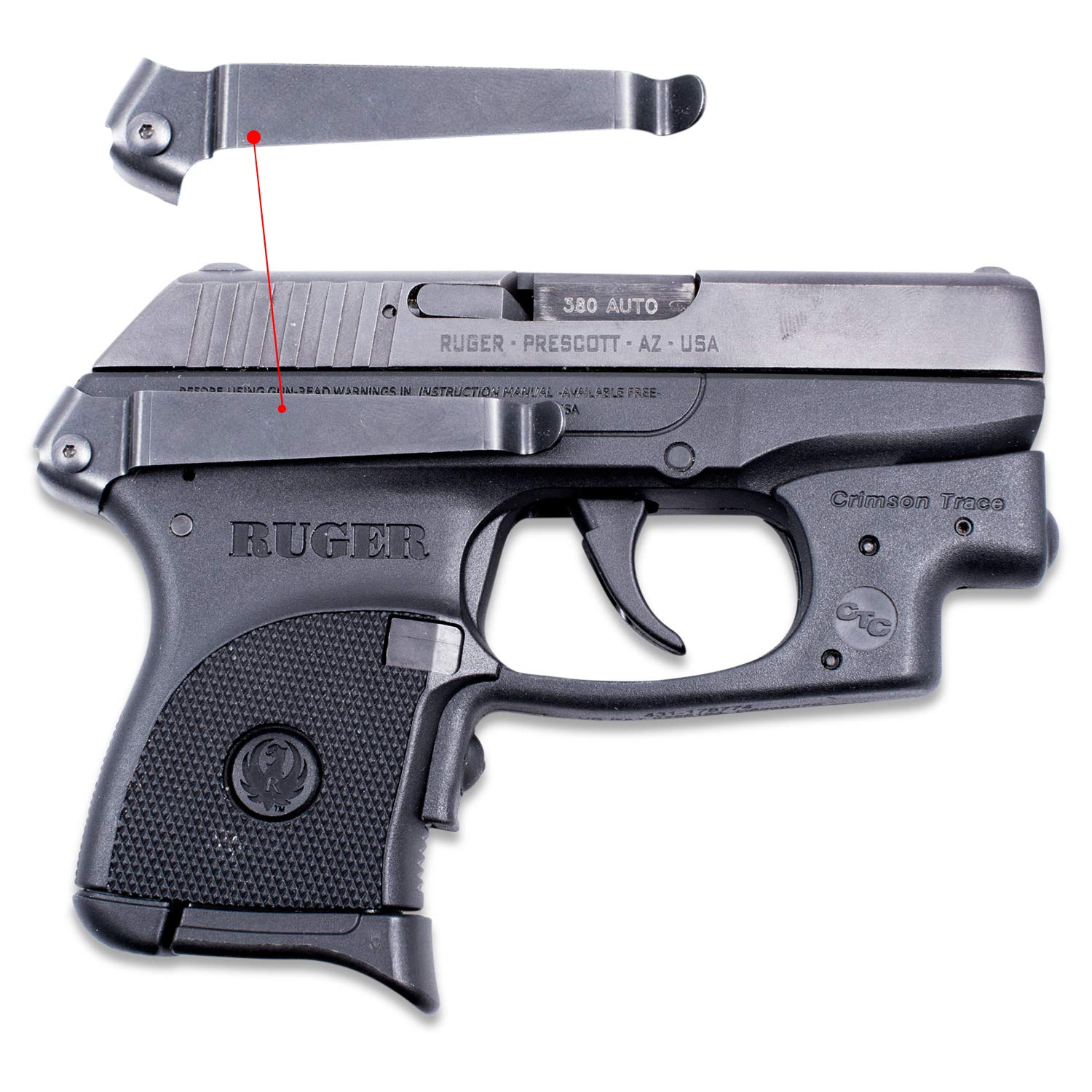 Ruger LCP .380 Concealed Carry Belt Clip Holster - Premium Clip for Hidden, Secure, and Comfortable Conceal Carry - Slim and Secure With No Bulky Holster (Not LCP Max)