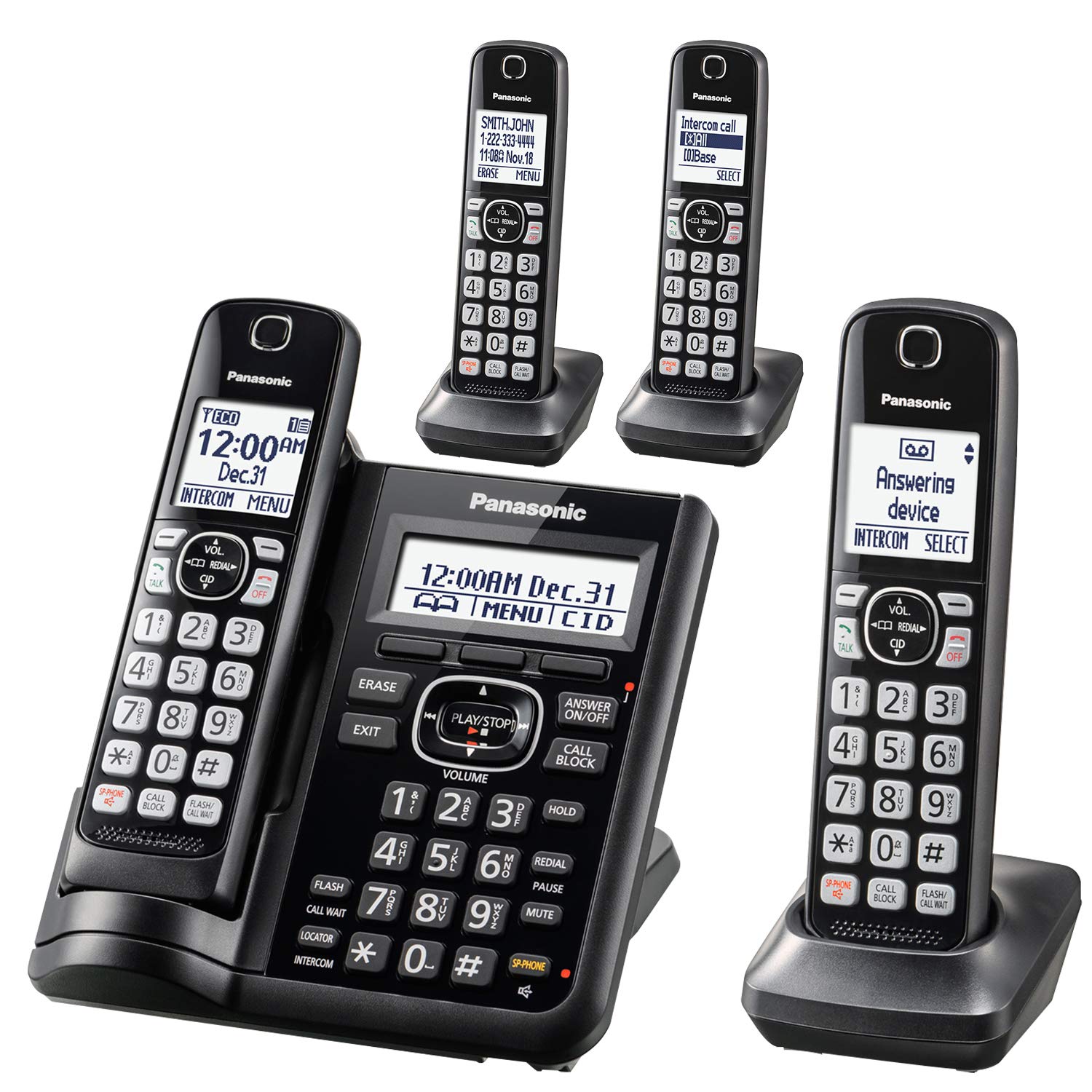 Panasonic Consumer TGF544B 4hs Cordless Telephone, Itad, Dk, Black