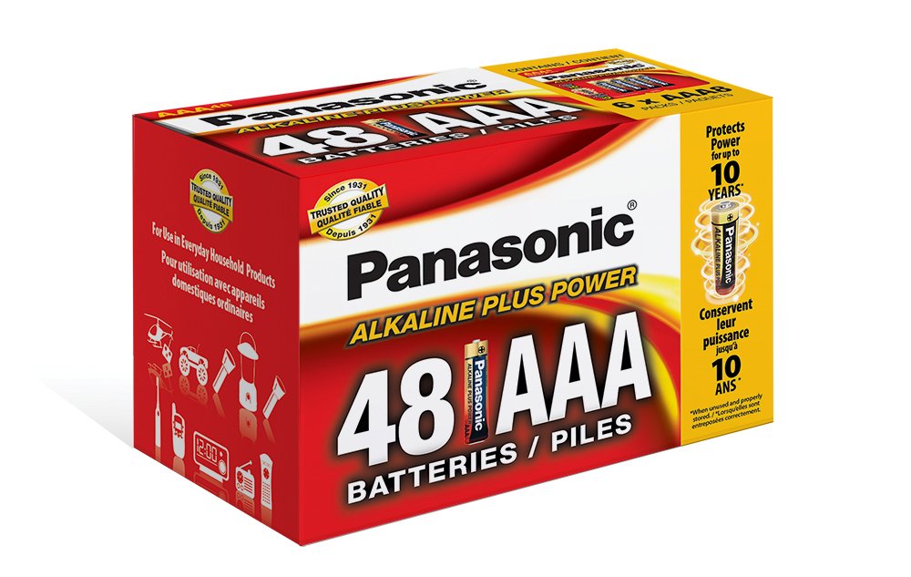Panasonic Alkaline Size "AAA" Plus Power (48-Pack) Blister Box LR03PA48PC