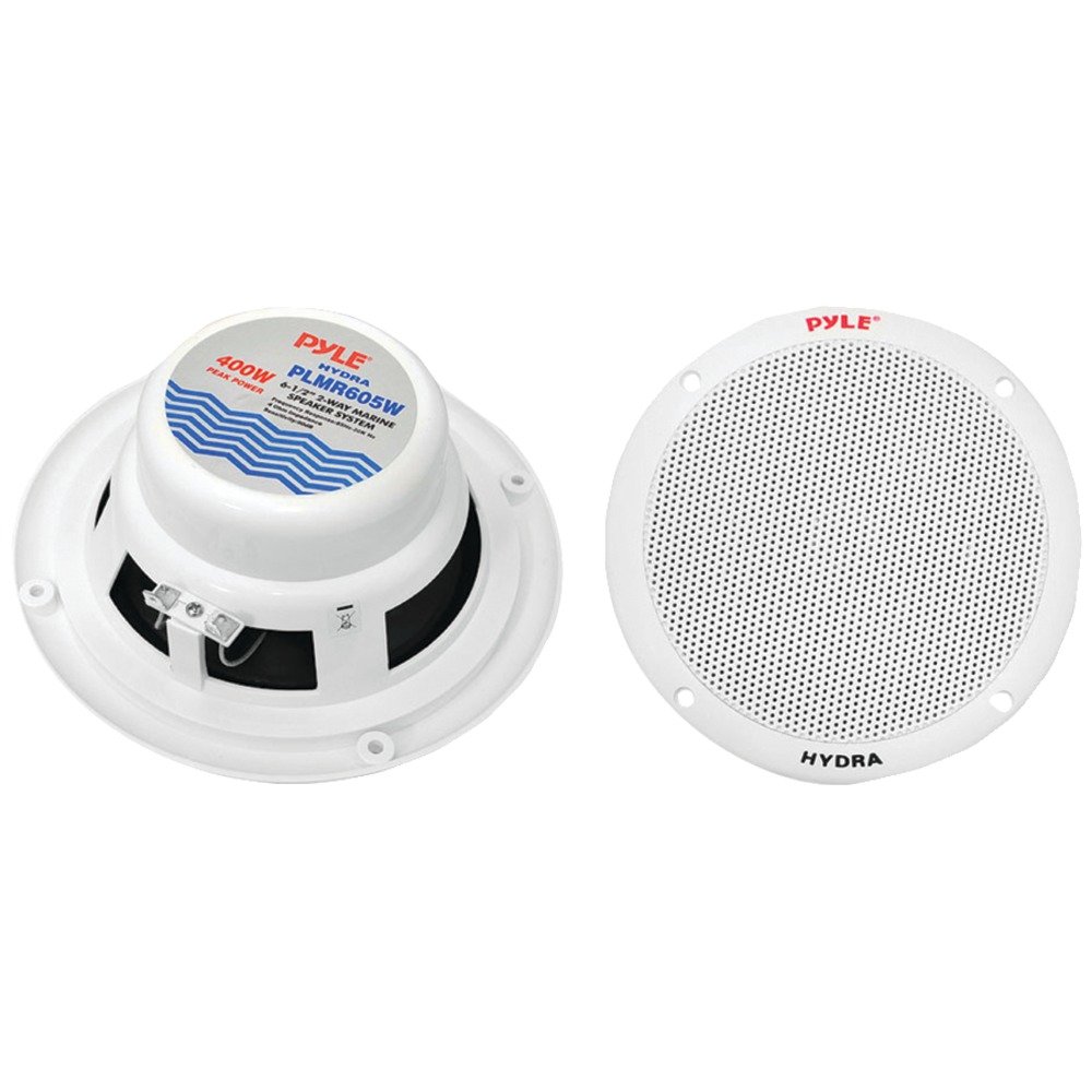 Pyle PLMR605W 6.5" 2-Way Dual Cone Marine Speakers White 400W (Pair)
