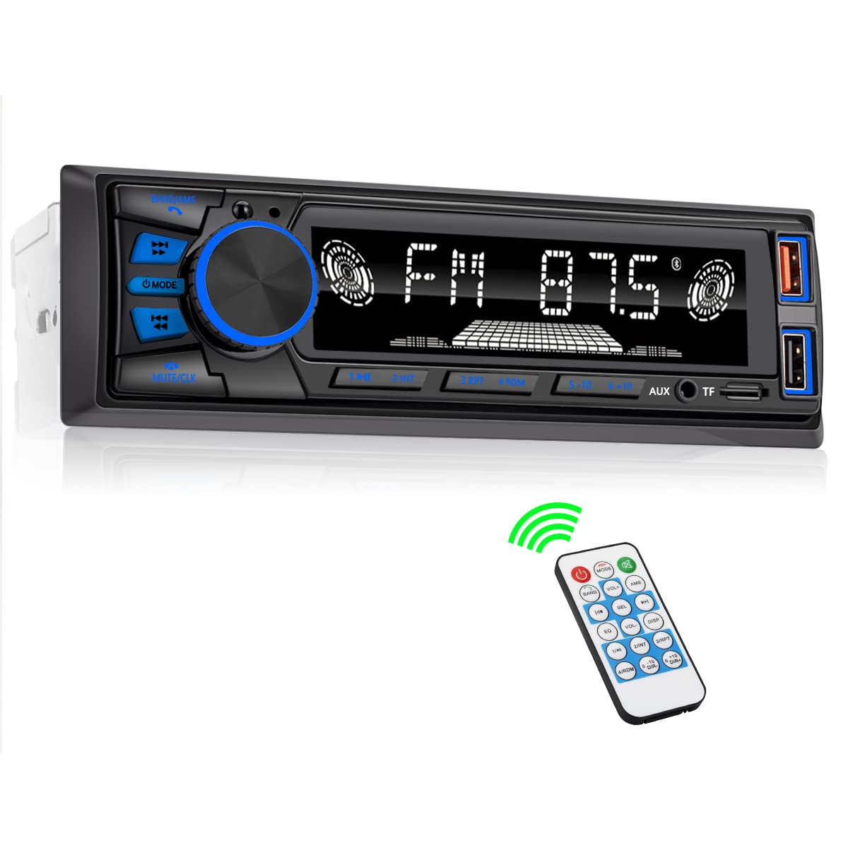 REAKOSOUND Car Radio Bluetooth Single DIN Stereo - FM, USB, AUX, APP, No CD