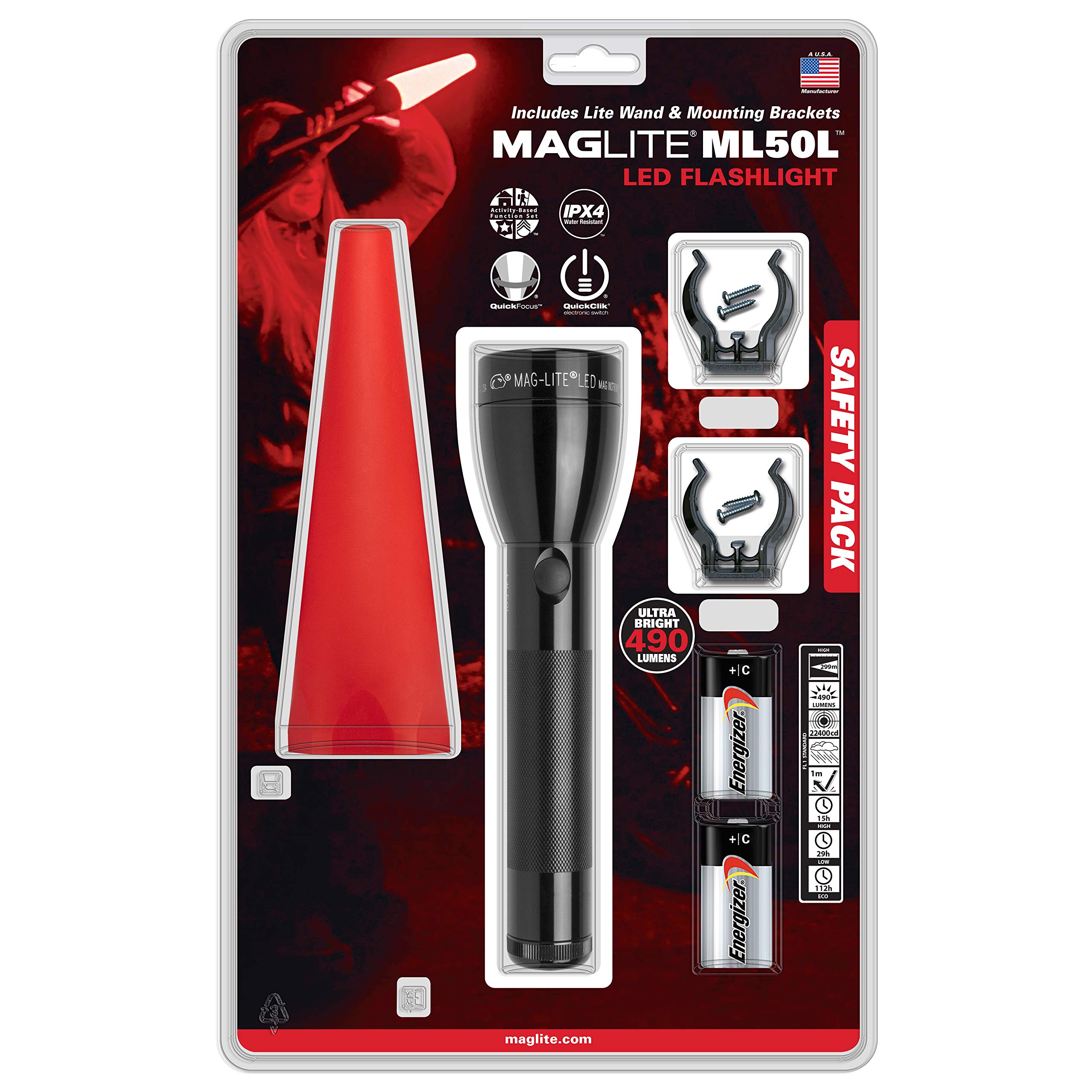 Maglite ML50L-I201G ML50L 2C LED Flashlight w/Lite Wand (Red)
