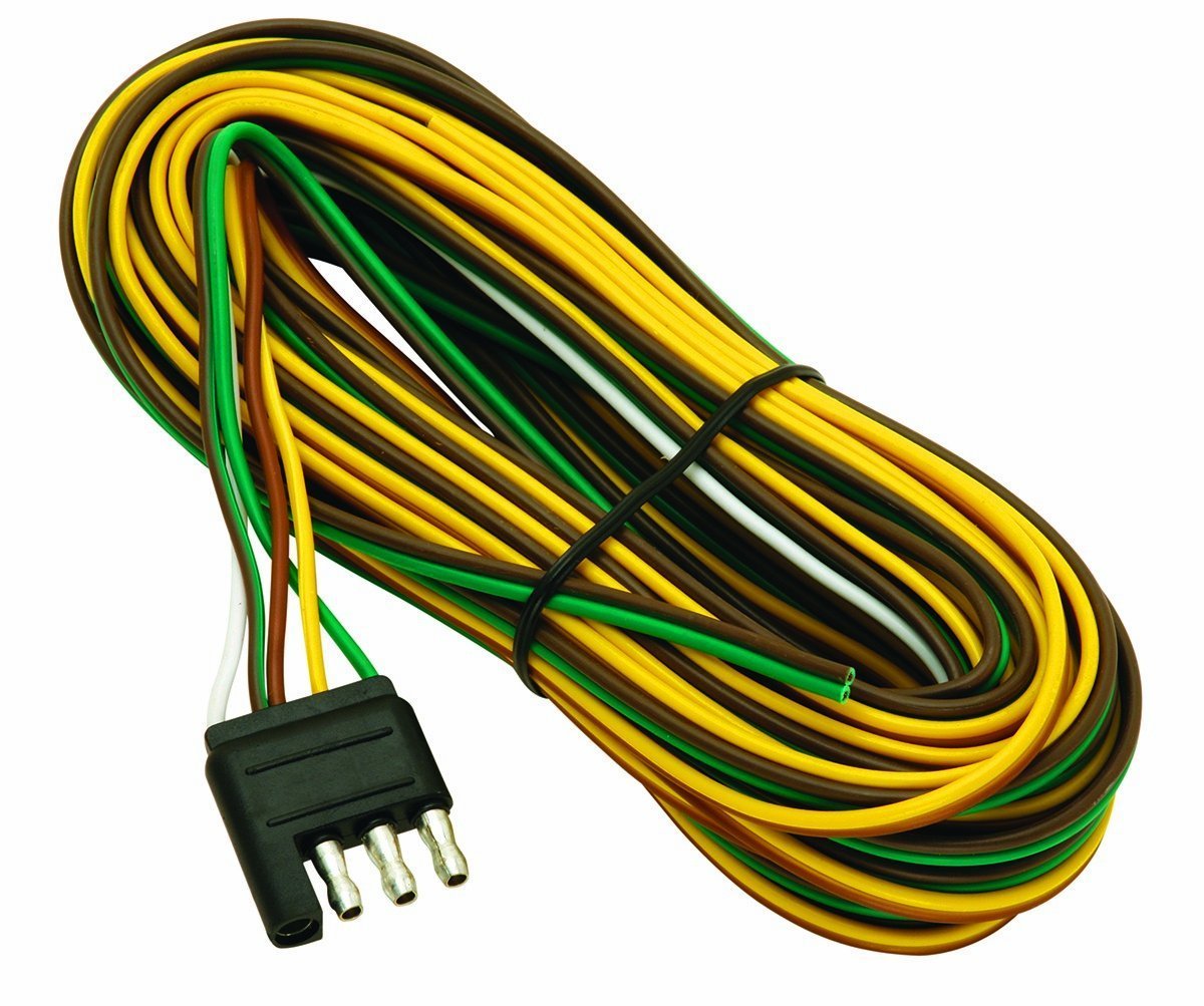 Wesbar 707261 4-Flat Trailer End Connector 25' Wishbone Harness 3' Ground