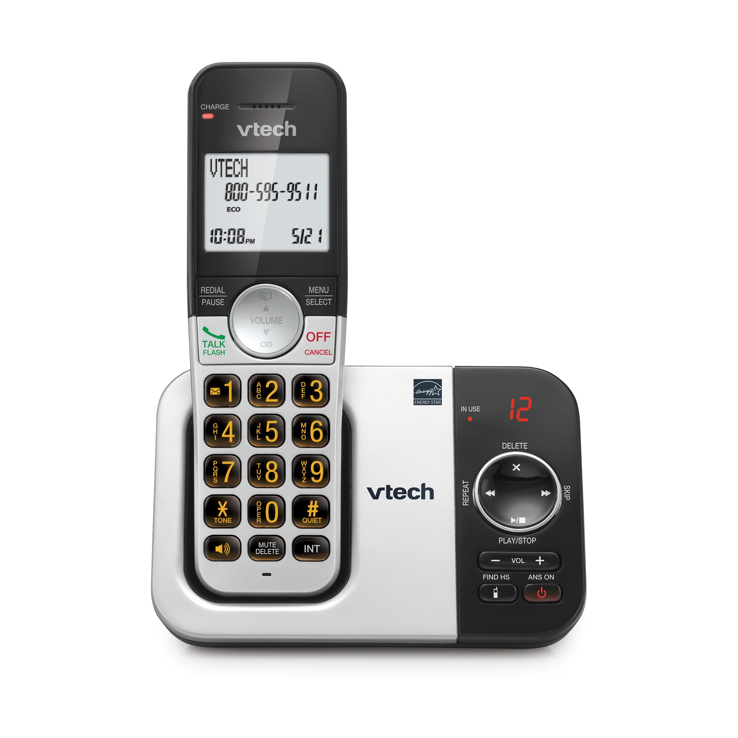 VTech Cordless Home Phone with Answering Machine — Full-Duplex Speakerphone, Large Backlit Display, Big Buttons, Caller ID, Easy Setup | VG232