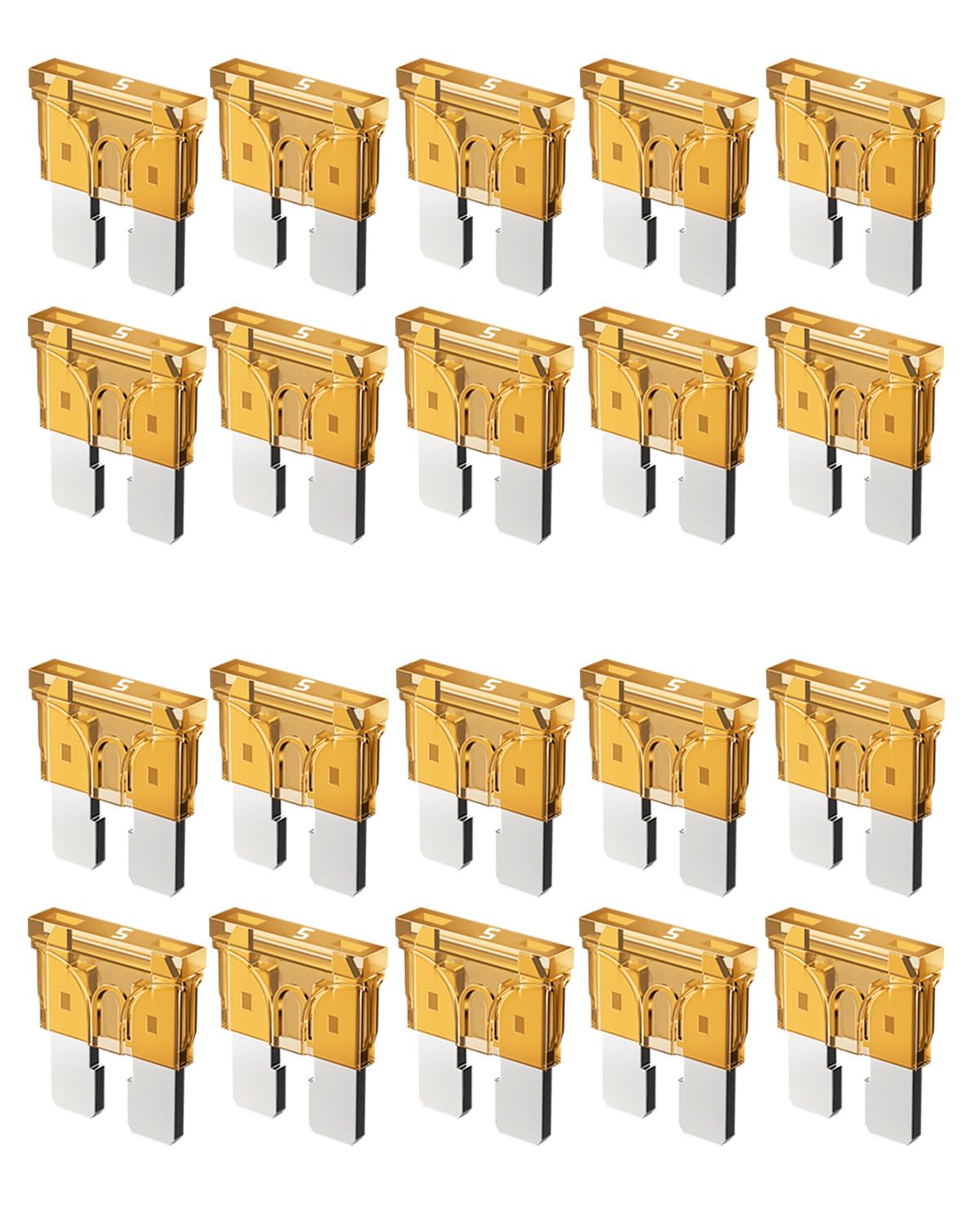 Riseuvo 5 AMP Standard Blade Fuses, 5A Automotive Replacement, 20Pcs