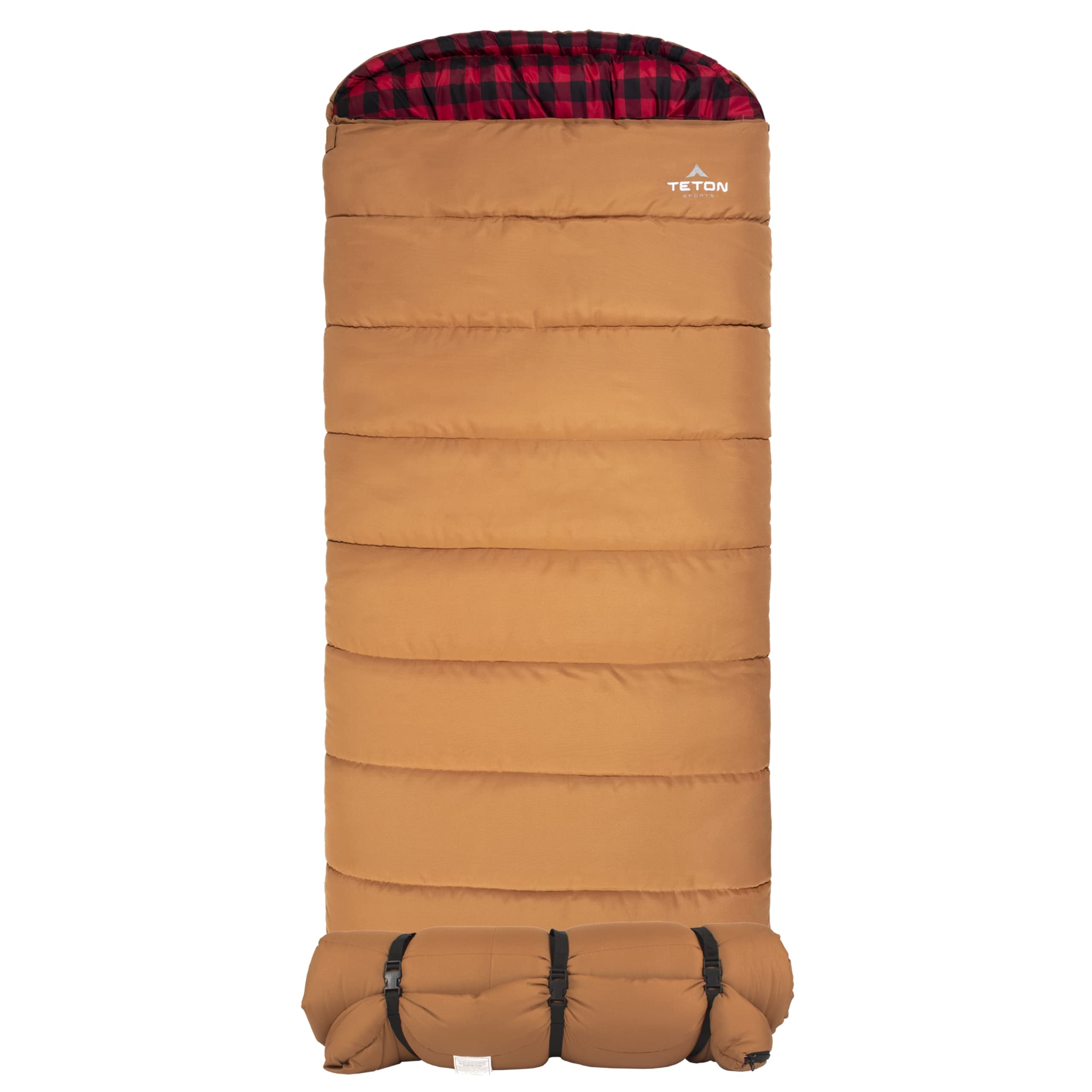 Teton 0F Degree Deer Hunter Sleeping Bag. Warm and Comfortable Camping Sleeping Bags, Teton Tough Canvas Shell for Camping, Hunting, and Cold Weather, Brown
