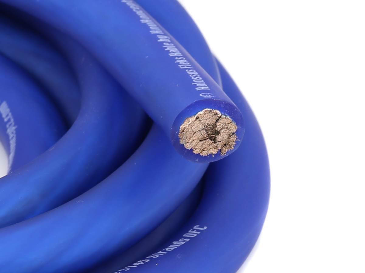 KnuKonceptz Kolossus Flex Kable OFC 0 Gauge Power Wire Copper Cable Blue (10 ft) 1/0 AWG