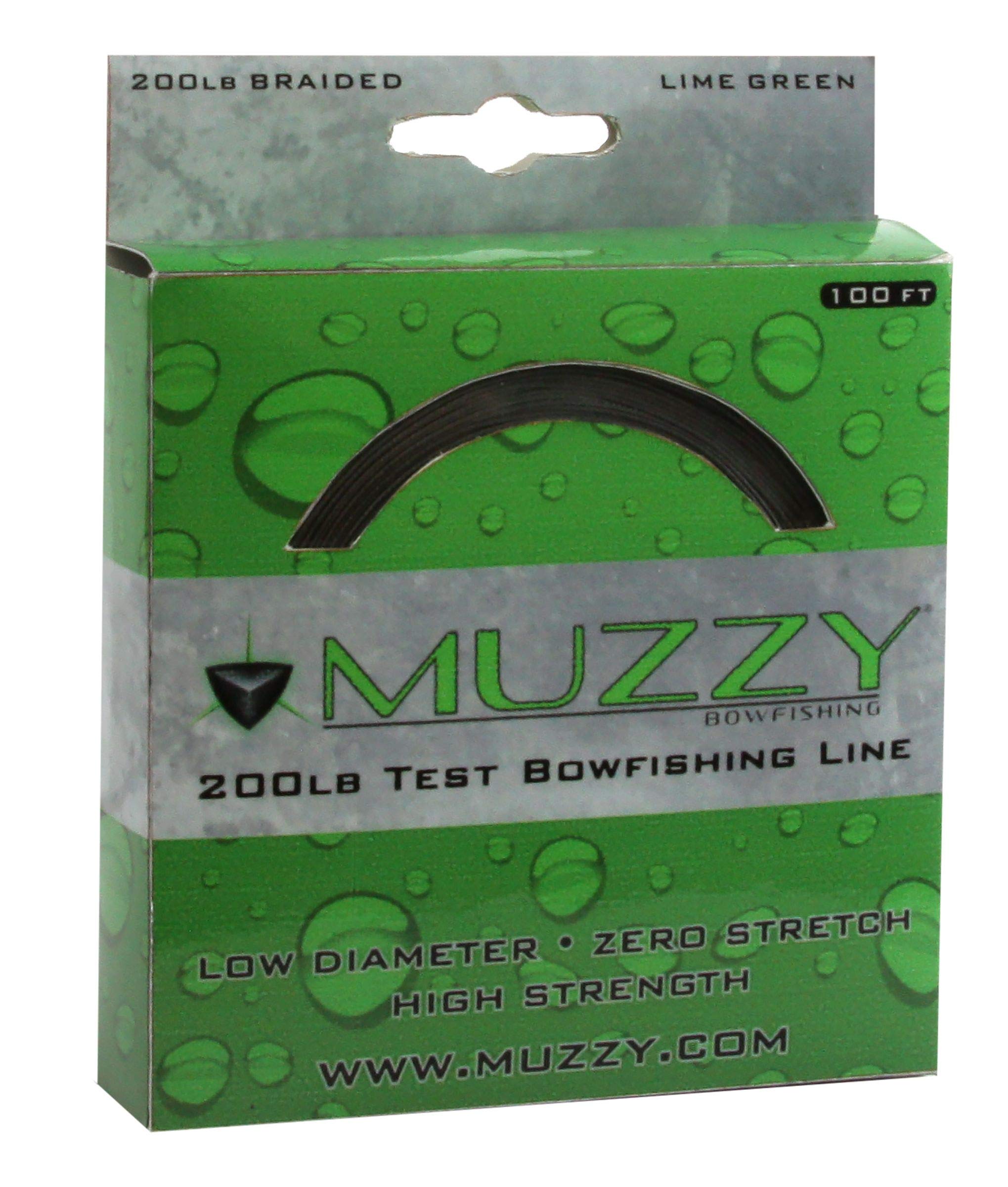Muzzy 1078 Lime Green 200 Pound Test Braided Bowfishing Line 100 Ft Spool