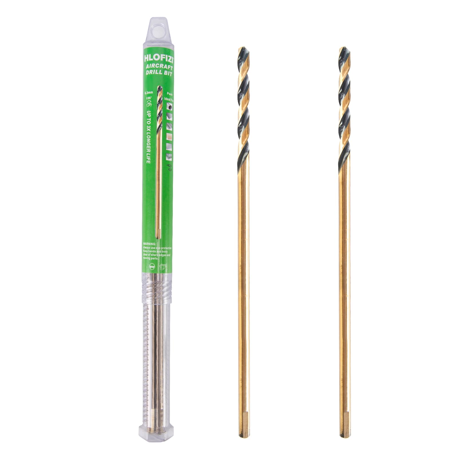 HLOFIZI 3/8" x 12" Extra Long Drill Bit (2 Pack), Aircraft Extension Drill Bits M2 High Speed Steel for Wood, Soft Metal, Plastic