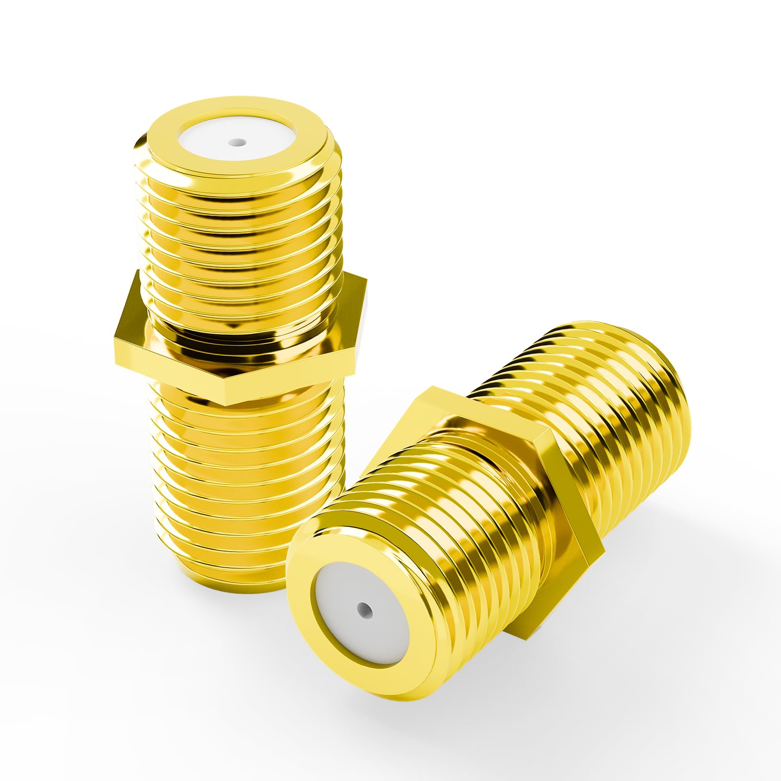 VCE Coaxial Cable Connector, RG6 Coax Cable Extender F-Type Gold Plated Adapter Female to Female for TV, Satellite, 2 Pack