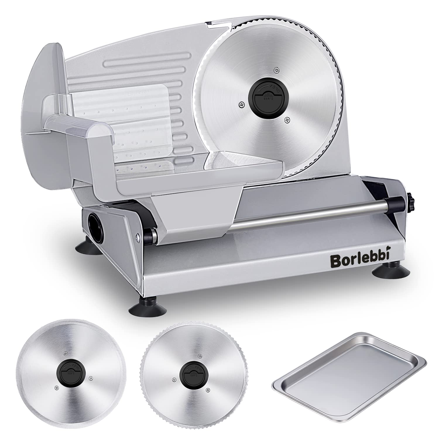 Meat Slicer, 200W Electric Food Slicer with 2 Removable 7.5" Blades