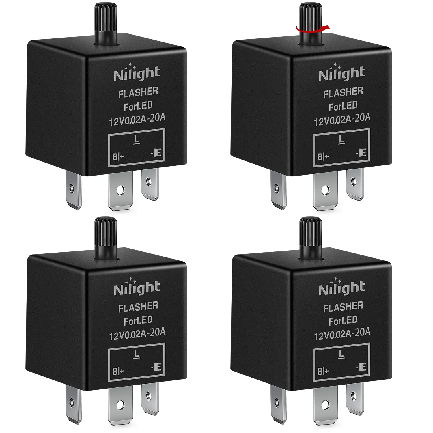Nilight 4PCS 12V 3Pin CF13 Adjustable Flasher Relay for Car Turn Signal