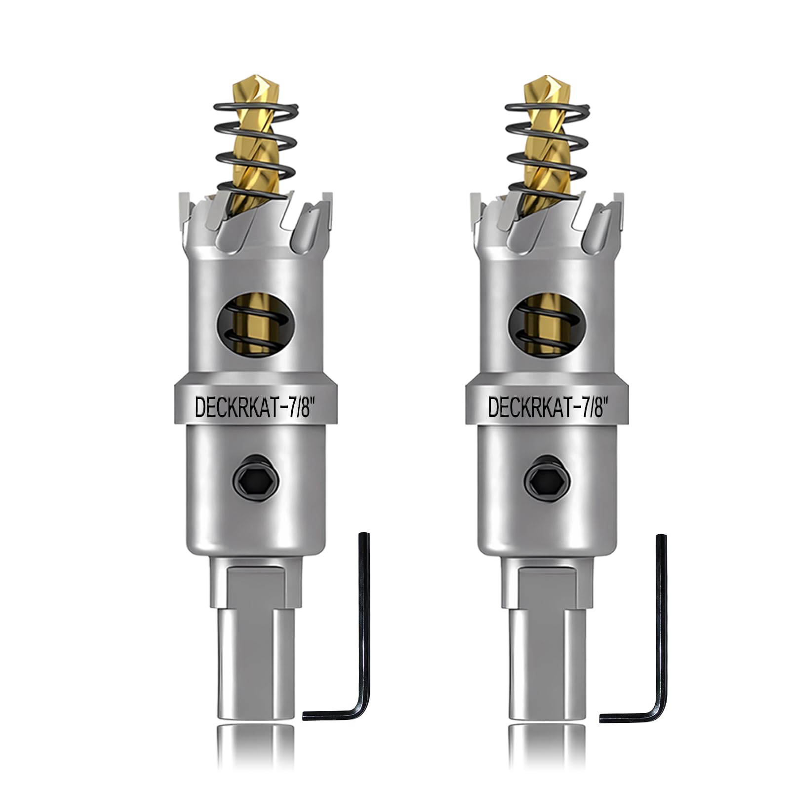 2-Pack 7/8" TCT Hole Saws for Hard Metal, Heavy Duty 22mm Tungsten Carbide Tipped Hole Cutters Set with Spring-Loaded Pilot Drill Bits for Stainless Steel, Metal, Iron, and Plastic