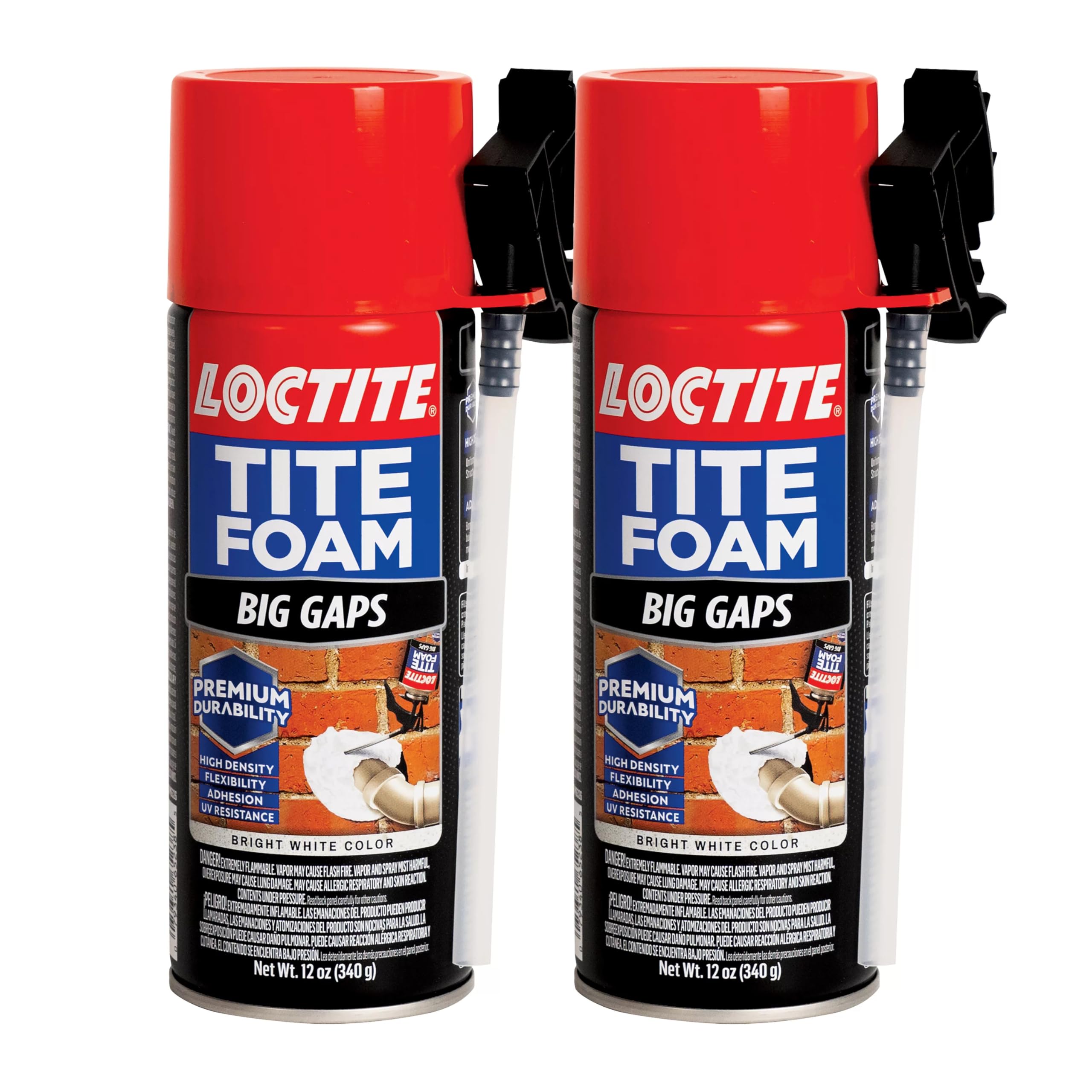 Loctite Tite Foam Big Gaps, Bright White, 12 oz Can Pack of 2 - High Density Insulating Foam Sealant for Gaps Up to 3 Inches, Durable, Flexible, UV Resistant