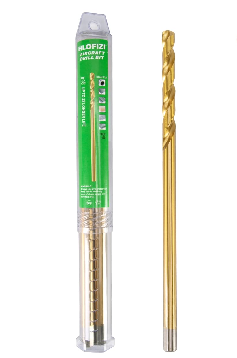 HLOFIZI 3/8 x 12 Inch Extra Long Drill Bit (1 Pack), Aircraft Drill Bit Titanium M2 High Speed Steel for Wood, Plastic, PVC, Thin Metal Sheet