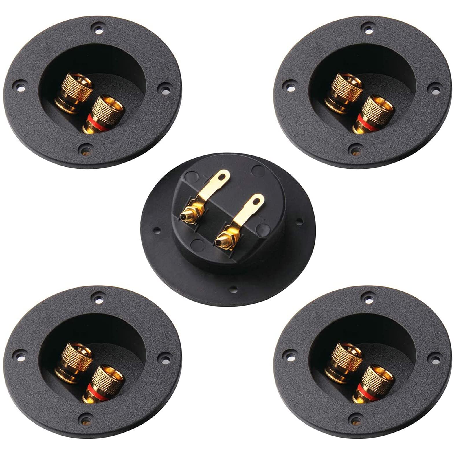 Arroyner 5Pcs 3-Inch Speaker Box Terminal Cup DIY 2-Way Speaker Box Terminal Binding Post Round Spring Cup Connector