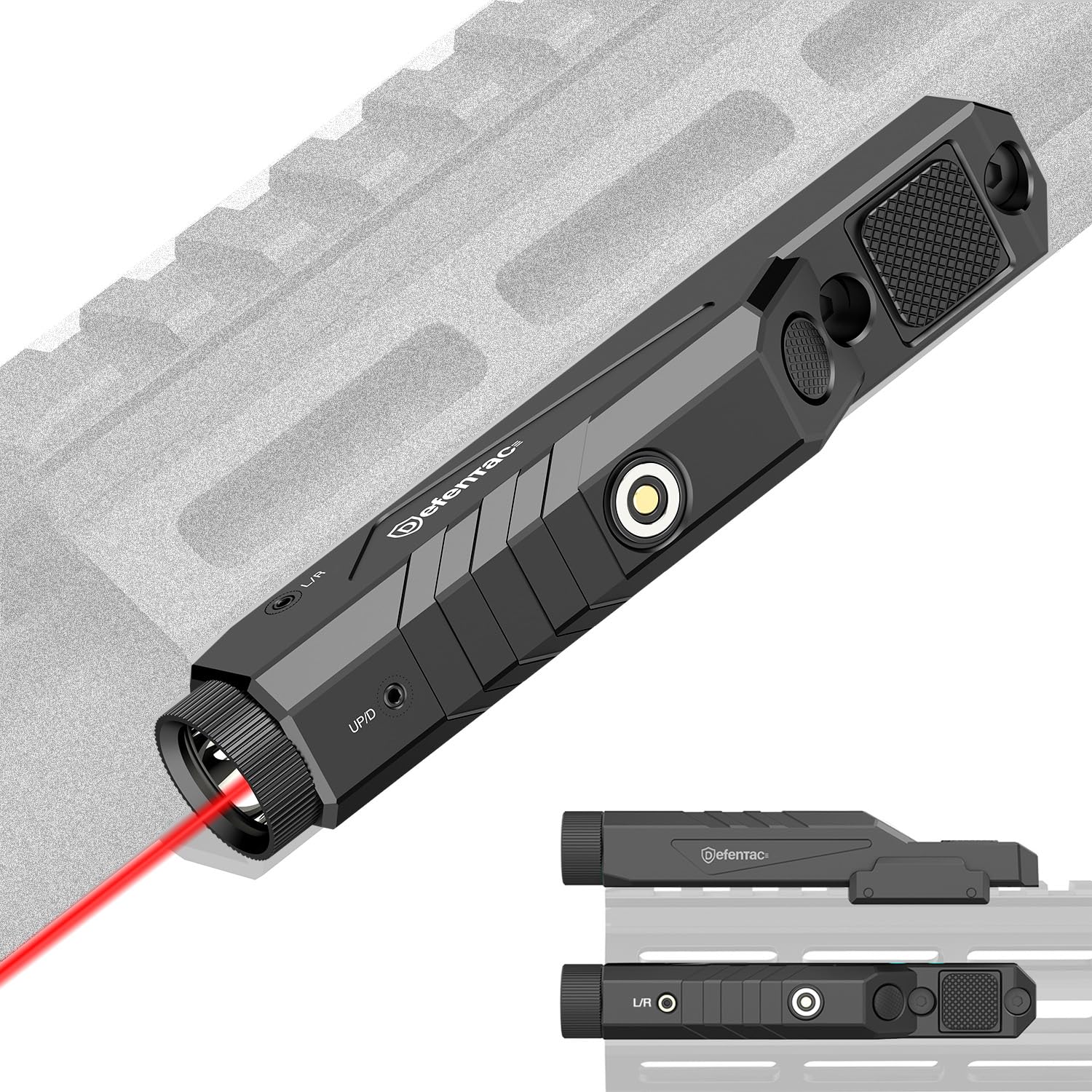 DEFENTAC 1600 Lumens Red Laser Light Combo Compatible with Mlok/Picatinny for Rifle, Weapon Light with with Momentary Strobe, Rechargeable