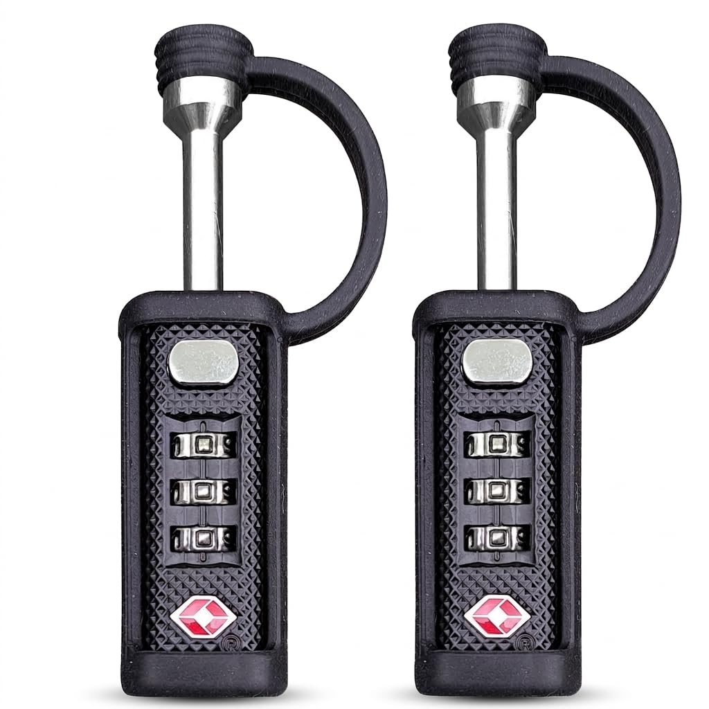 TSA Approved Tactical Gun Case Lock - Protective Rubber Sleeve & Cut-Resistant MonoShaft - Secure Single Shaft Padlock for Guns Luggage Rifles Pistols & Revolver Cases - Child Safe