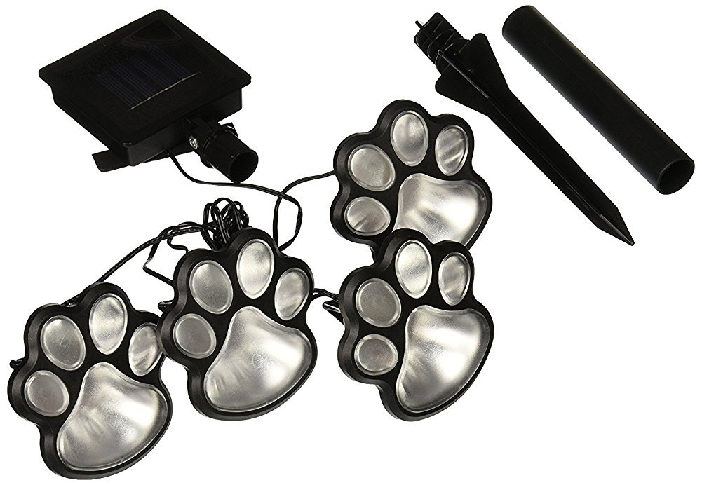 Jobar IdeaWorks JB7356 Solar Paw Print Lights Set of 4 Black