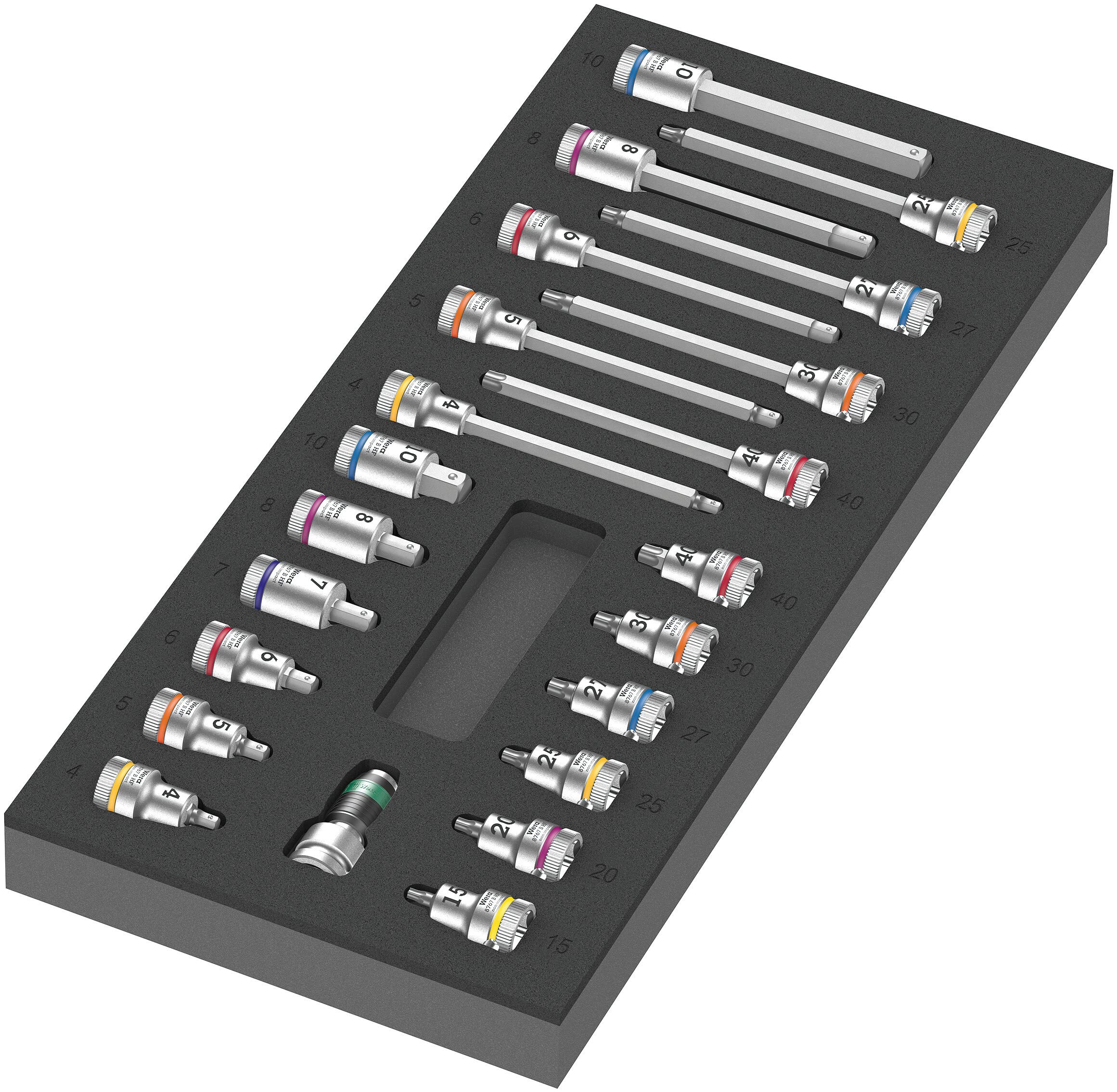 Wera 05150113001 9723 Foam Insert Zyklop B 3/8" bit Socket Set 1, 22 Pieces