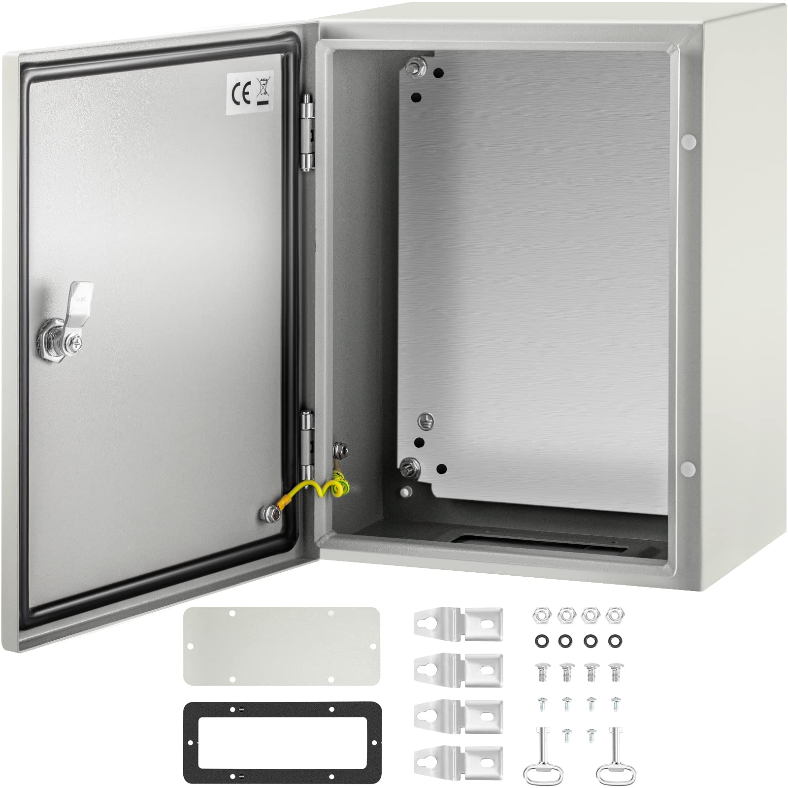 VEVOR NEMA Steel Enclosure, 16 x 12 x 8'' NEMA 4X Steel Electrical Box, IP66 Waterproof & Dustproof, Outdoor/Indoor Electrical Junction Box, with Mounting Plate
