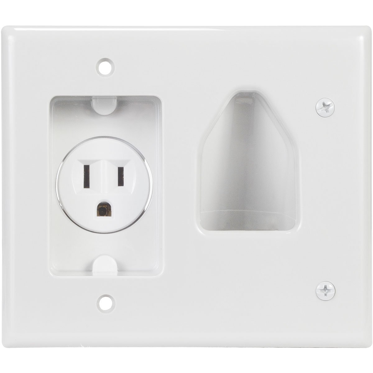 Datacomm Electronics 45-0021-WH 2-Gang Recessed Low Voltage Cable Plate