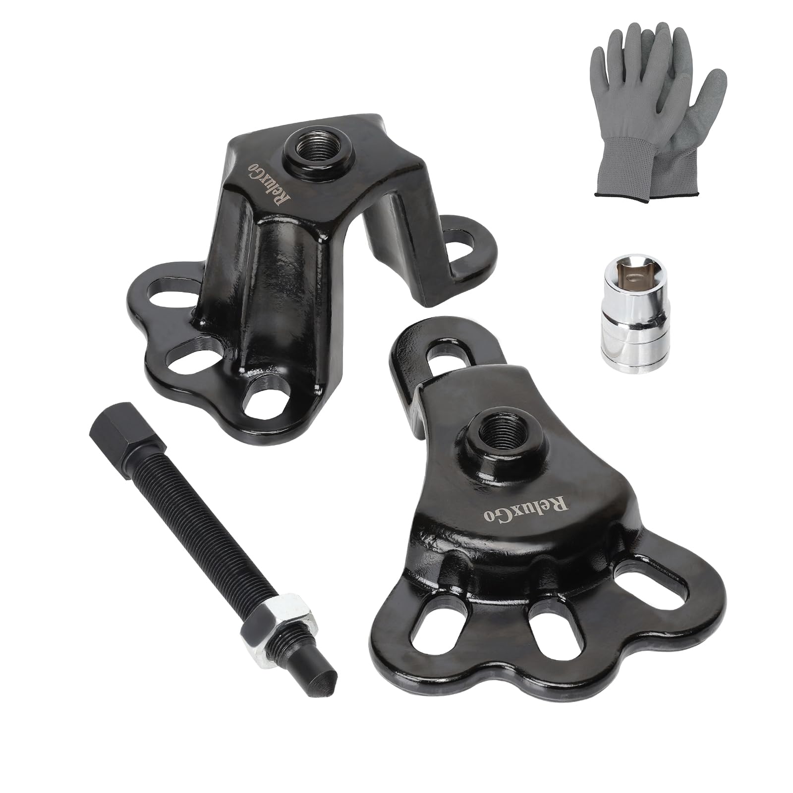 ReluxGo Front Wheel Hub Puller Bearing Removal Tool for 3-3/4 to 4-1/2 Inch IDs, Rear Axle Puller Set for 4-1/2 to 5-1/2 Inch IDs, Flange Type Axle Remover Tool with 5/8 inch x 18 Forcing Bolt