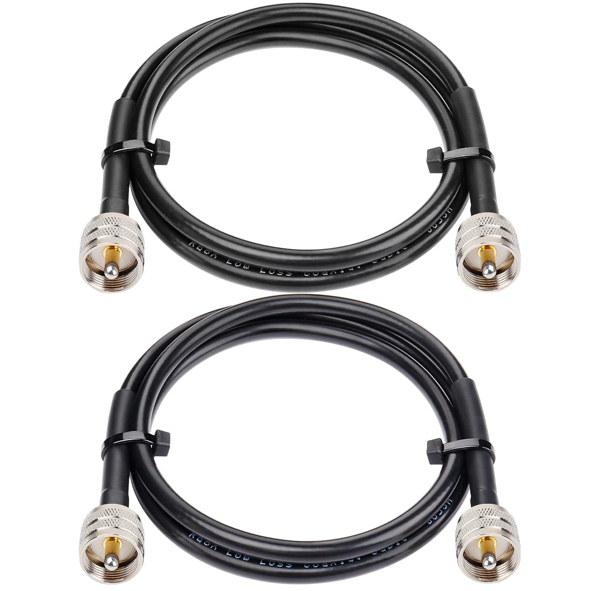 MOOKEERF RG8x Jumper Cable 3ft,2 Pack PL259 Jumper CB Coax Cable 50 Ohm,UHF PL259 Male to Male Low Loss CB Antenna Extension for HAM Radio,VHF Radio,SWR Meter,Antenna Analyzer
