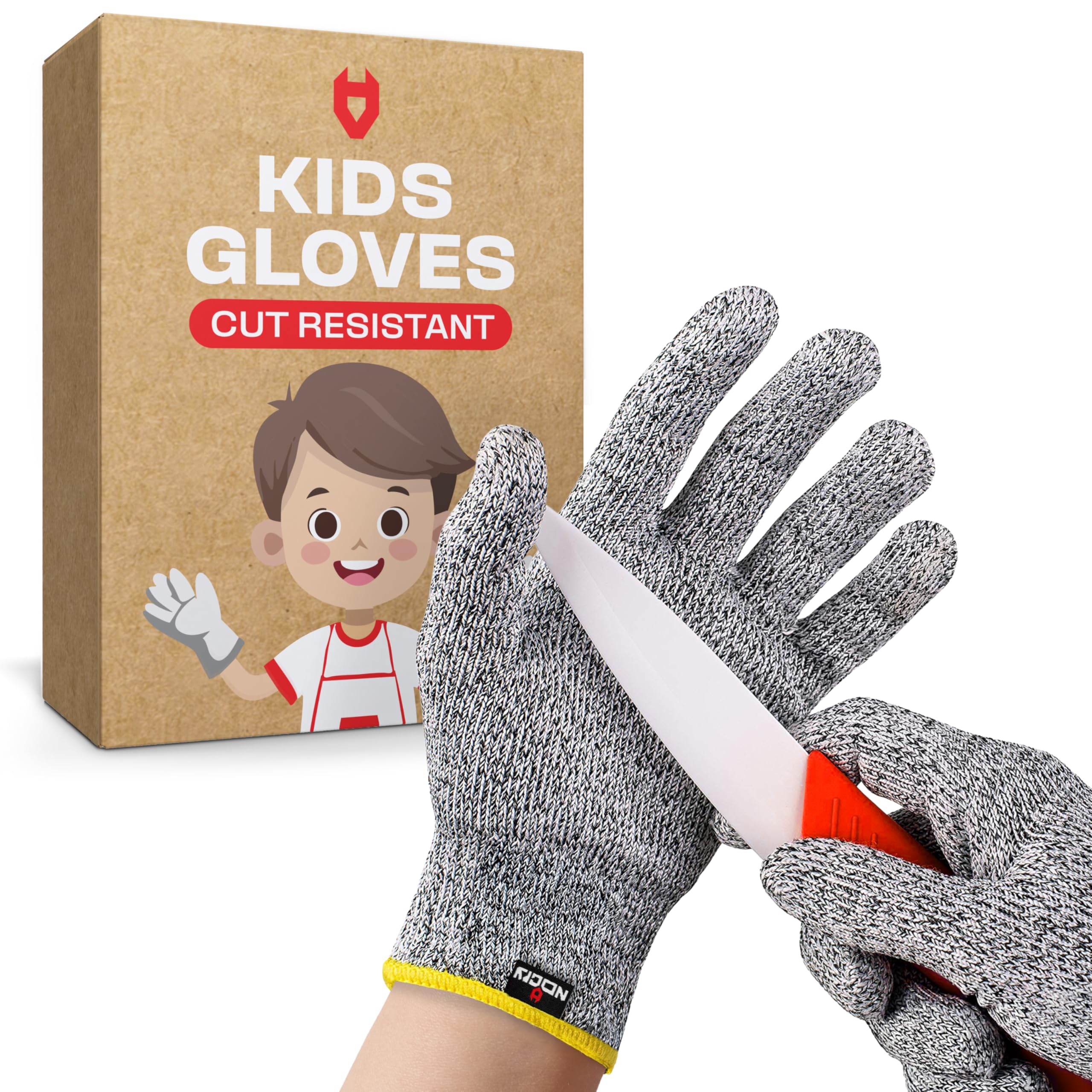 NoCry Kids Cutting Gloves, XS (8-12 Years) — 100% Food Grade and Level 5 Protection — Comfortable and Lightweight, Yet Tough — Ambidextrous — Ideal for Fishing, Wood Carving and Whittling