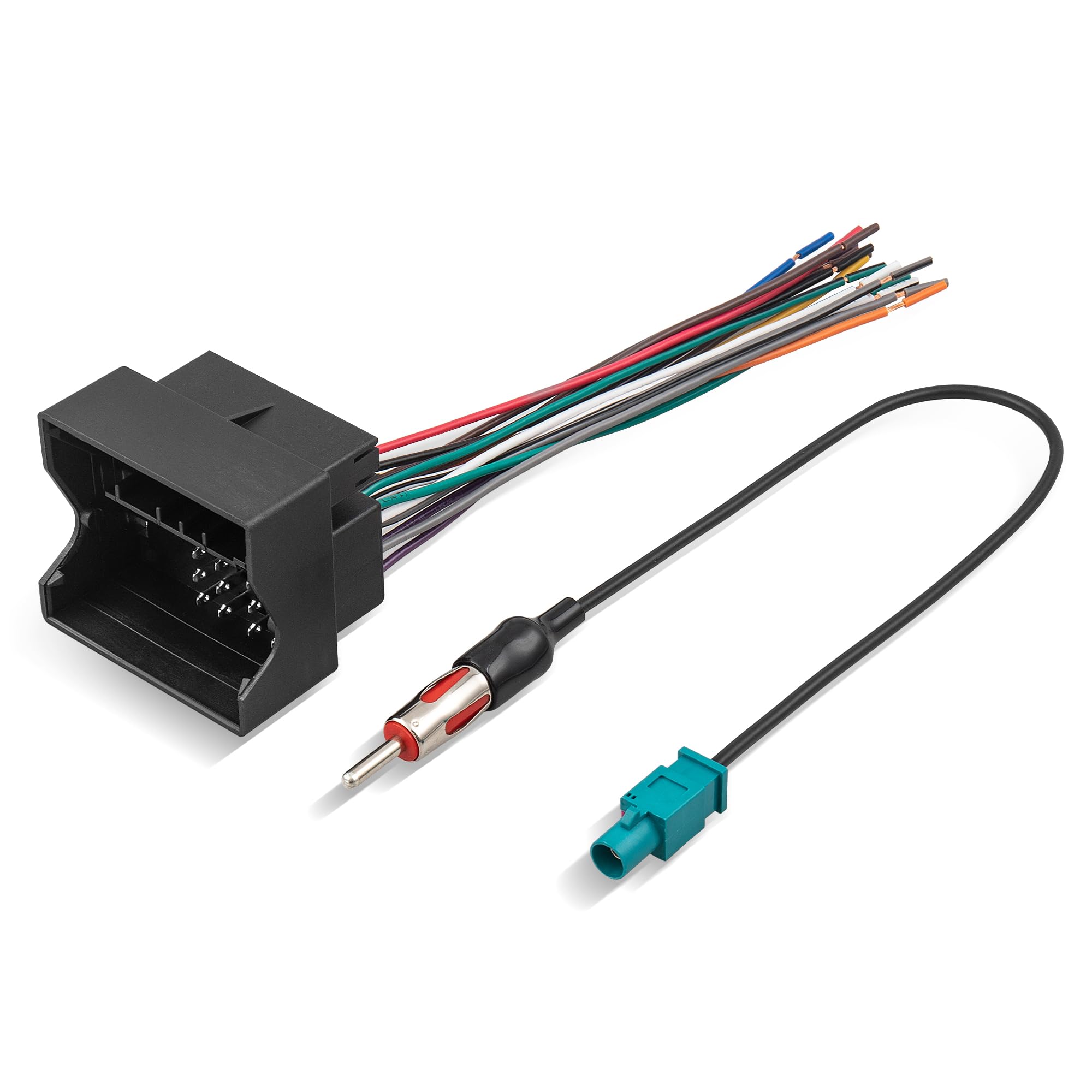 RED WOLF Stereo Wiring Harness w/Fakra Antenna Adapter for BMW 3/5, Volkswagen 2004-2015, Audi 2002-2010 Mercedes-Benz 2007-2015 Mount on Aftermarket Radio CD Player Wire Cable Kit