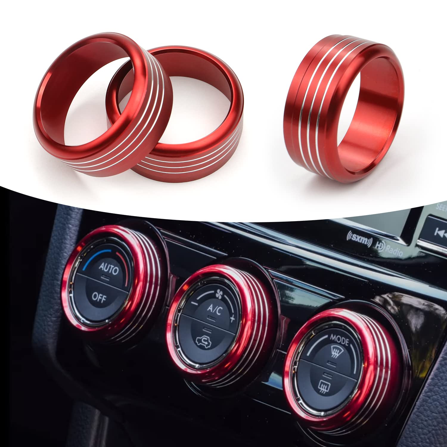 for Subaru AC Knob Cover Accessory Center Console Switch Volume Temp Control Button Ring Trim Compatible with Forester 2014-2018, Crosstrek XV 2013-2017,Impreza 2014-2016,WRX/STi 2015-2020 (Red)