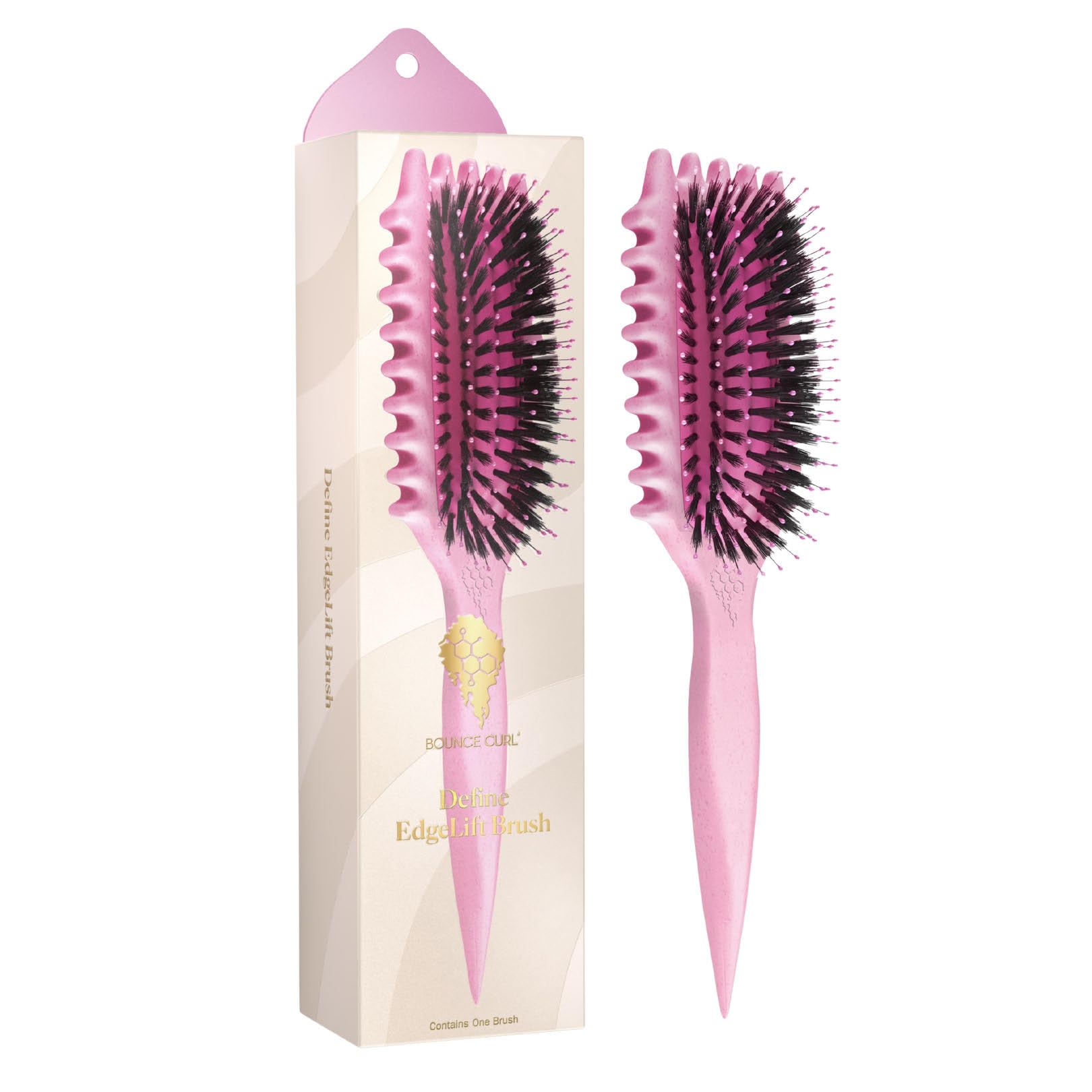 Bounce Curl Define EdgeLift Brush, 5-in-1 Styling Tool, Defined Curls -Pink