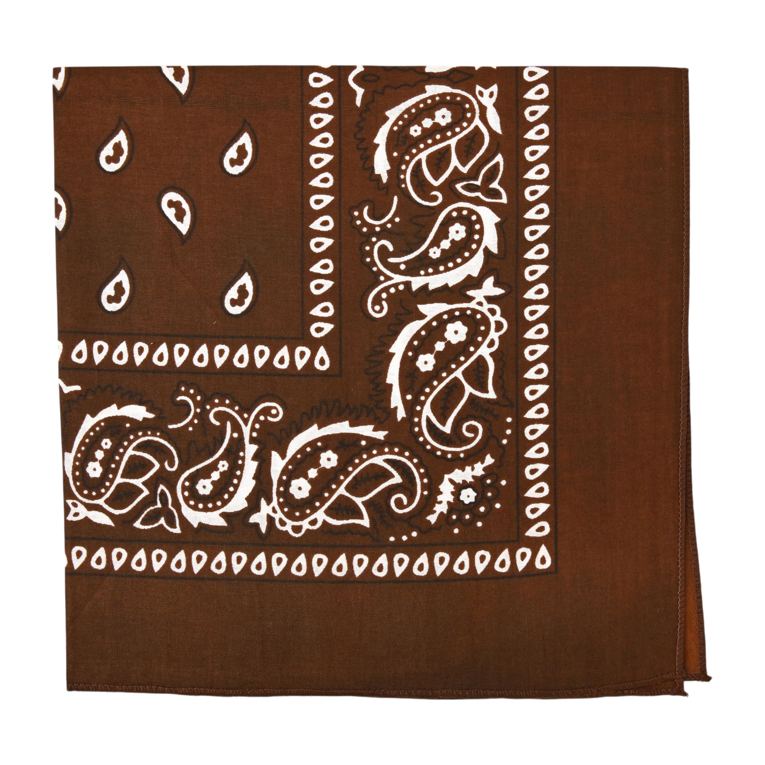Motique Accessories 22 Inch Cotton Paisley Bandana - Brown