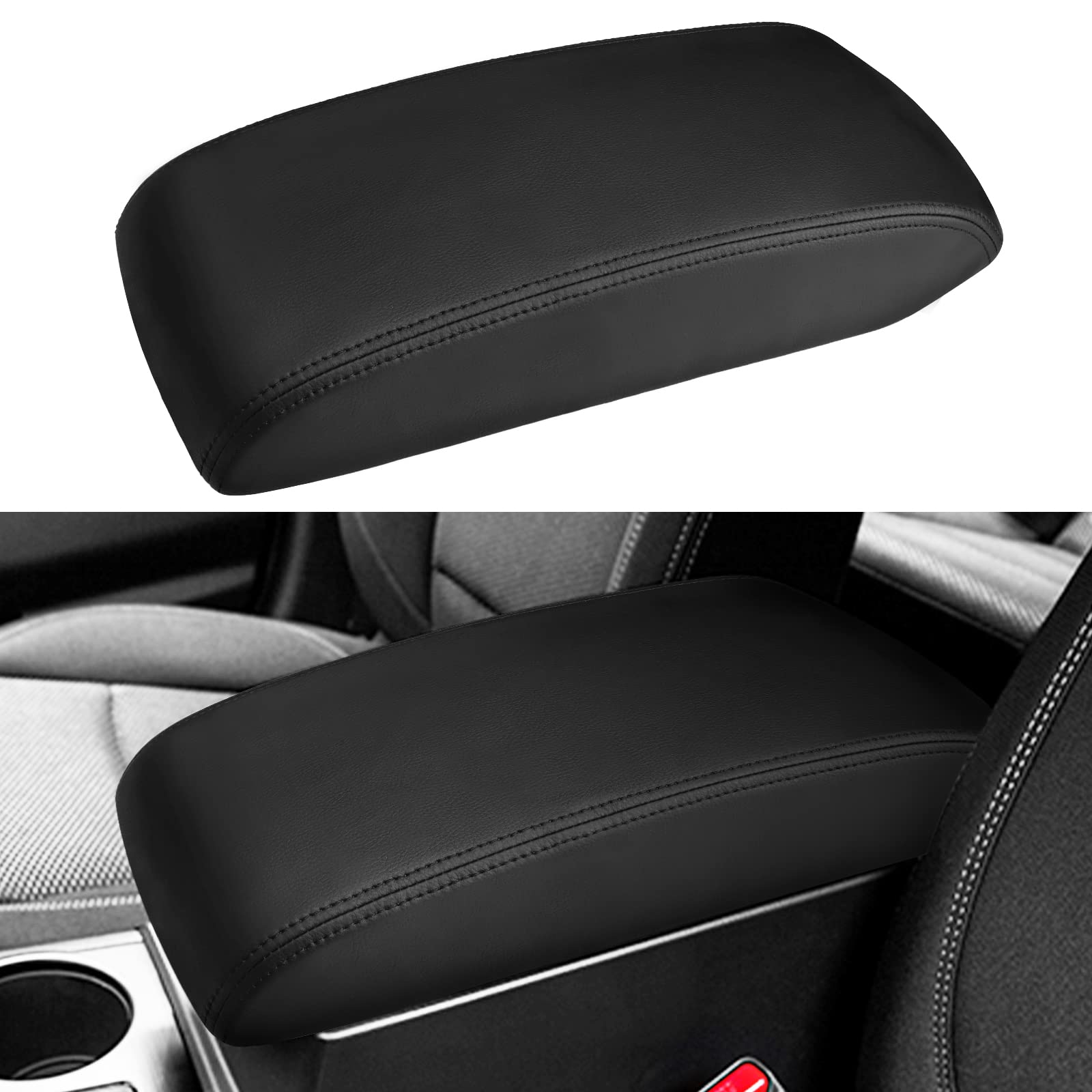 INTGET Car Center Console Armrest Cover for Subaru Outback/Legacy Accessories 2015 2016 2017 2018 2019 Leather Middle Console Arm Rest Box Lid Seat Cover Protector Cushion Saver (Black)