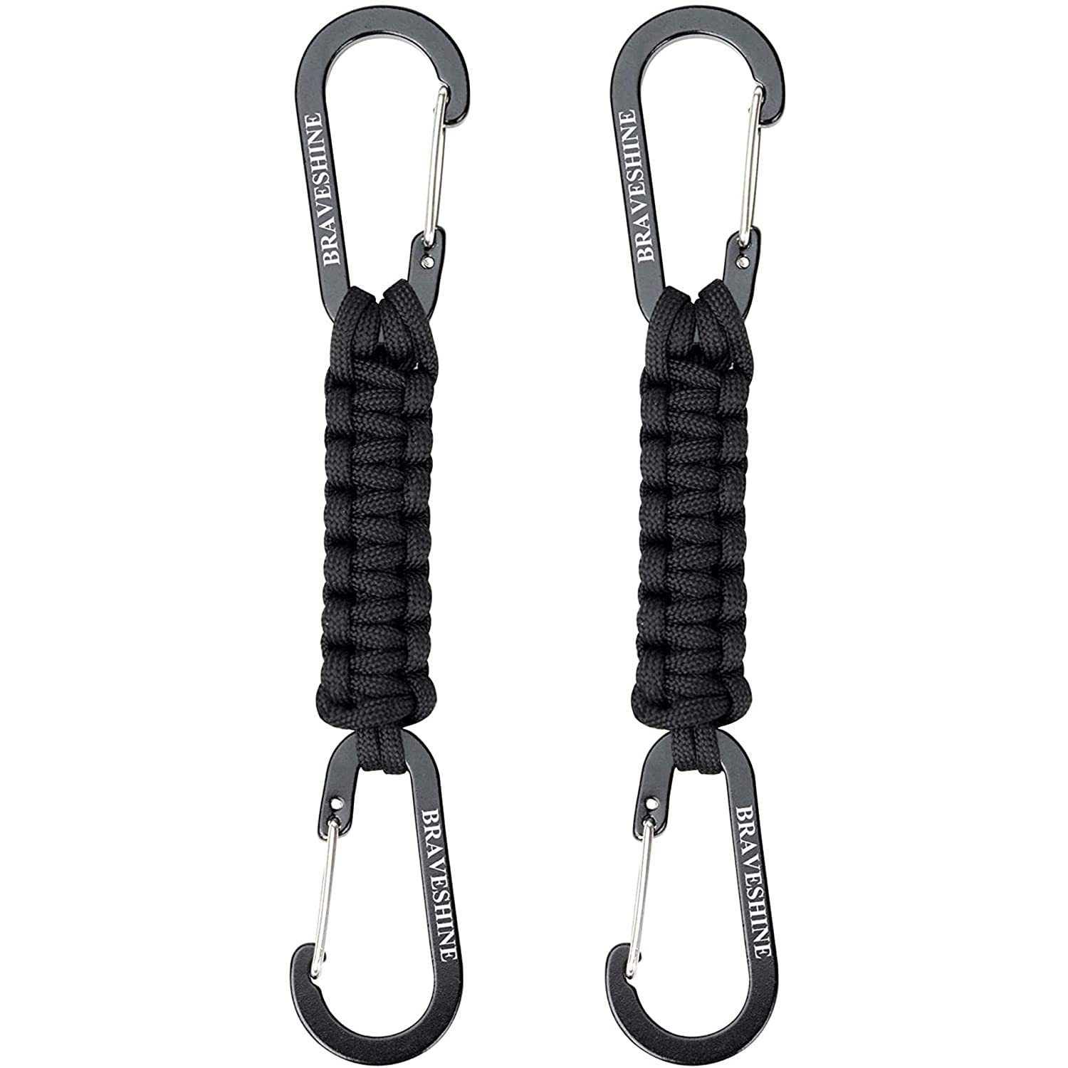 BRAVESHINE Paracord Keychain Carabiner Clip | D Ring Hanger Lanyard Hook