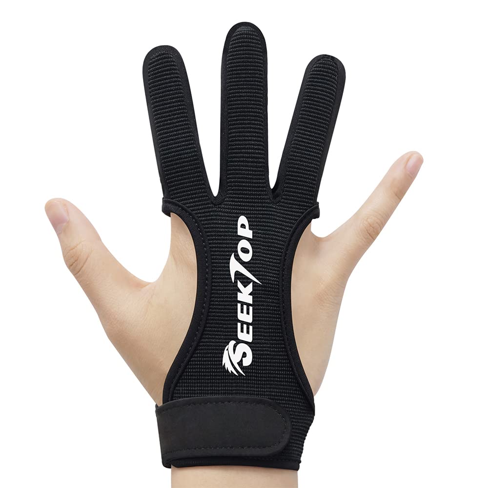 Seektop Archery Gloves Shooting Hunting Leather Three Finger Protector