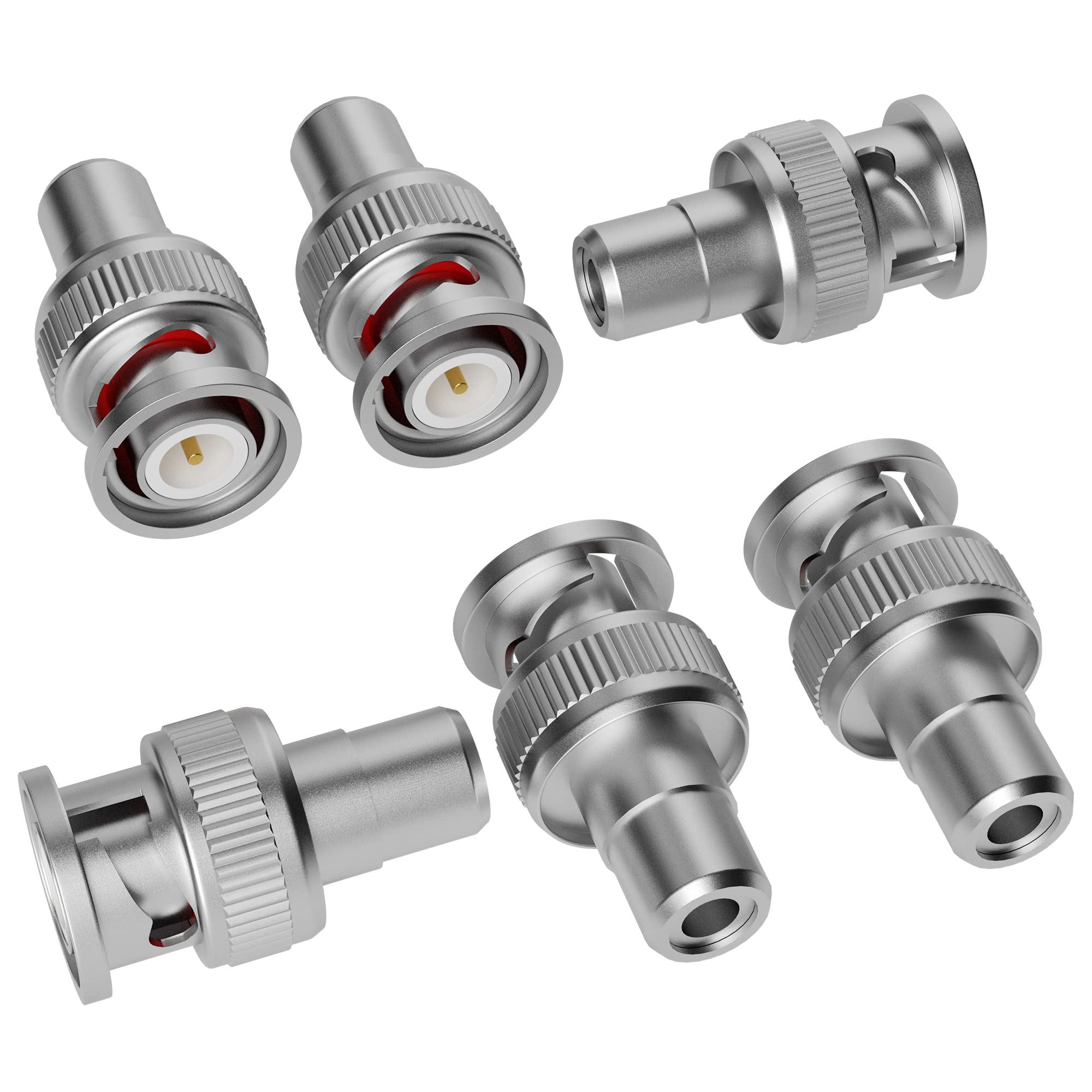 Elecan BNC to RCA Adapter (6 Pack) BNC Male to RCA Female Connector Coaxial Coax RG6 Adapter Kit Coupler for CCTV-6/10/20 Pack+4 Types for Selection