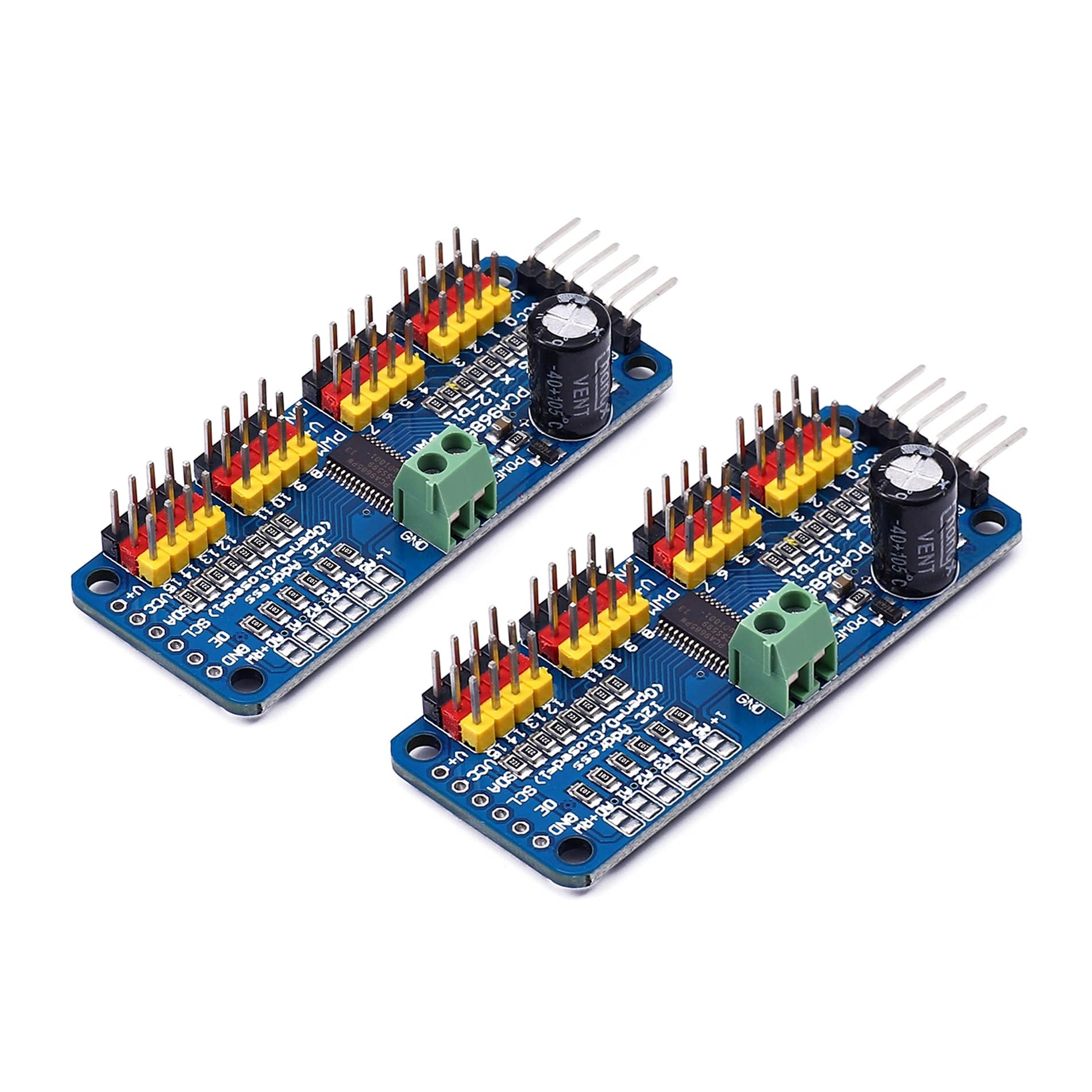 Teyleten Robot PCA9685 16 Channel 12 bit PWM Servo Motor Driver I2C IIC Module for MG90S SG90 MG995 Compatible with Arduino Raspberry Pi (2pcs)