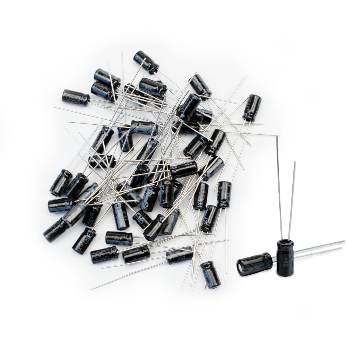 Innfeeltech 50 Pcs Electrolytic Capacitor 10uF 25V Aluminum Radial Electrolytic Capacitors