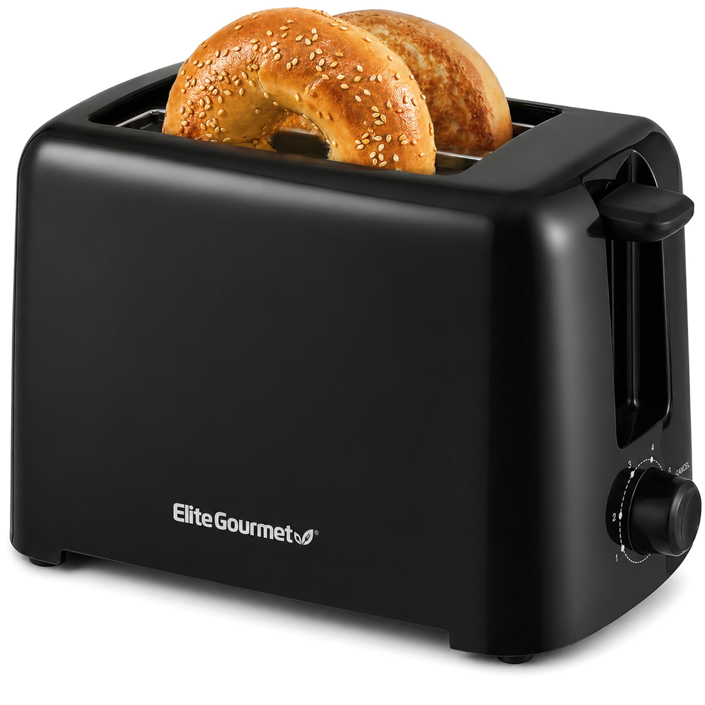 Elite Gourmet 2-Slice Cool-Touch Toaster, 1.25" Extra-Wide Slots, 6 Shades