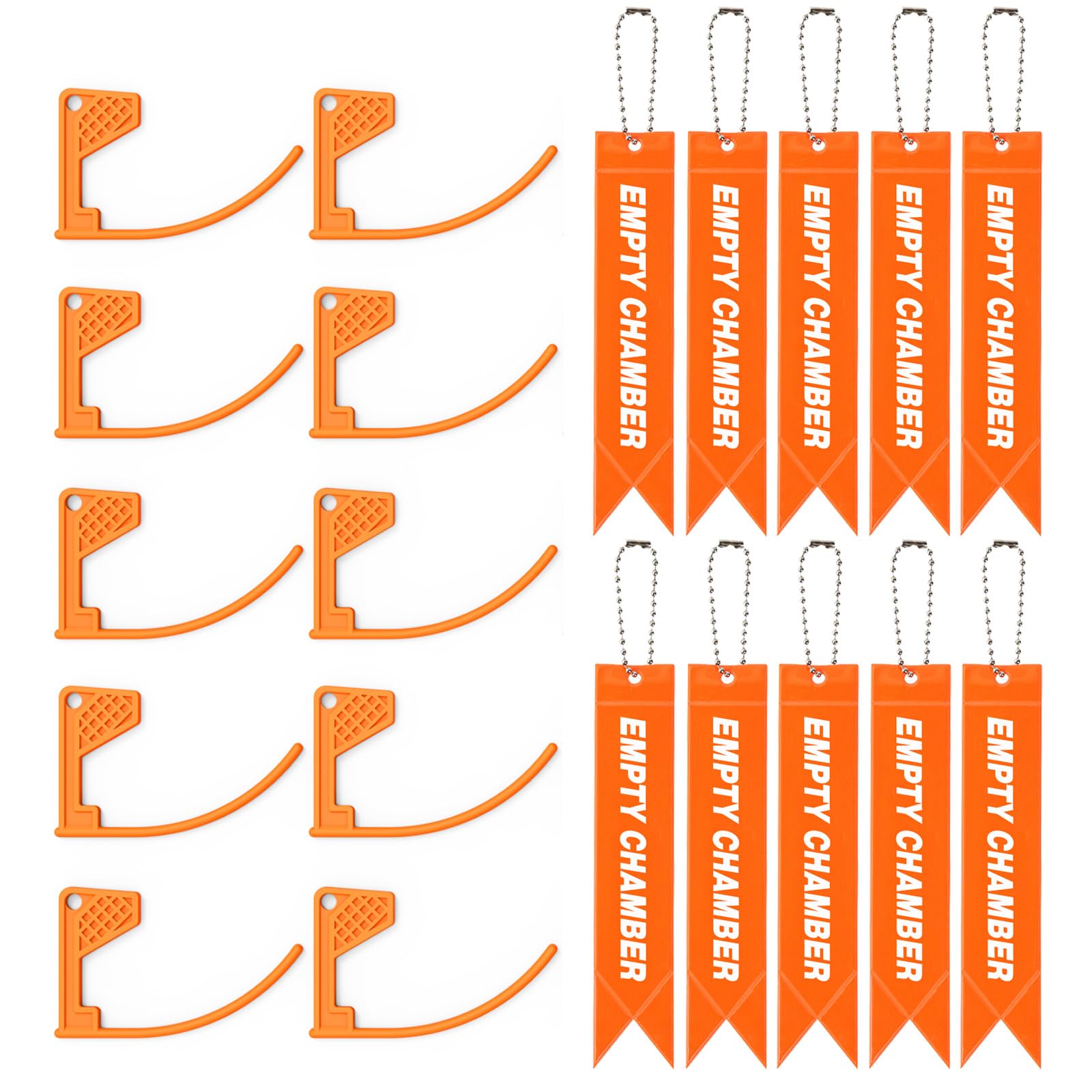 Gun Safe Chamber with Bonus Bright Reflecting Light Tags-Chamber Safety Flag Bright Orange or Kelly, Sturdy and Durable - Universal Fit for Shotgun, Pistol, Rifle Shorter Chamber (Orange*10pcs)