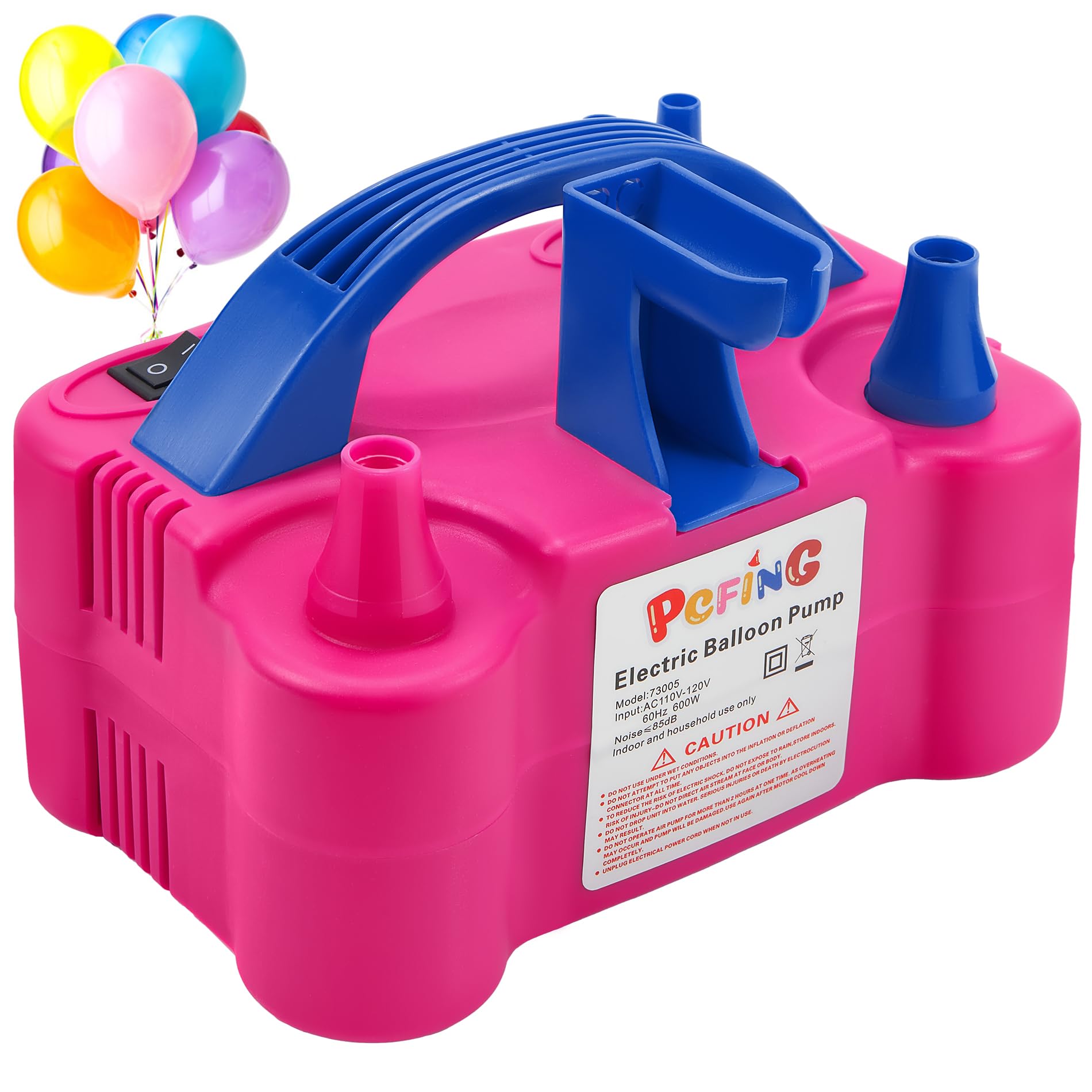 PCFING Balloon Pump Electric and Balloon Tying Tool in One, Portable Balloons Inflator Blower Machine with Dual Nozzle