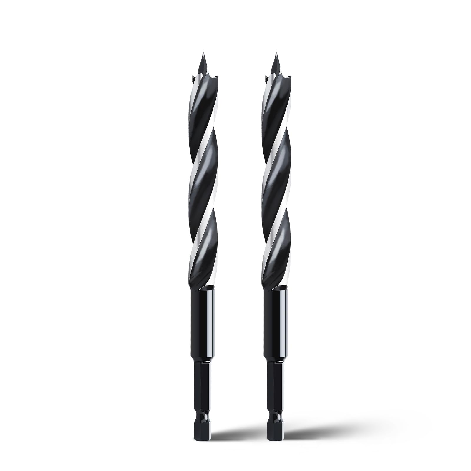 WOBLLMX 2PCS 3/8"x6" Auger Drill Bit for Wood,Hex Shank Tri Flute Drill Bit