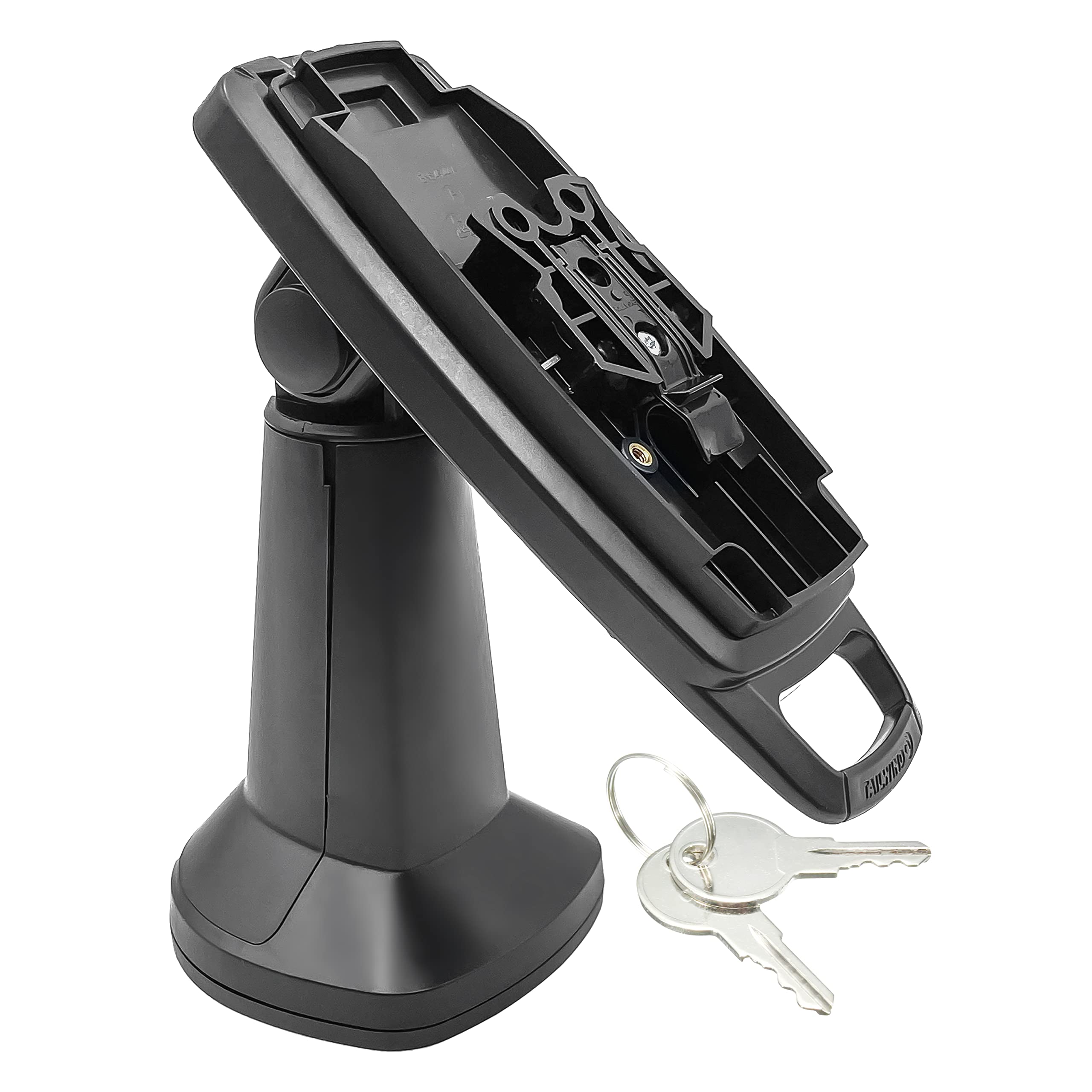 ENS Tailwind Ingenico Lane/3000/7000/8000 7" Latch and Key Lock Pole Mount Terminal Stand, Adhesive Installation, Black