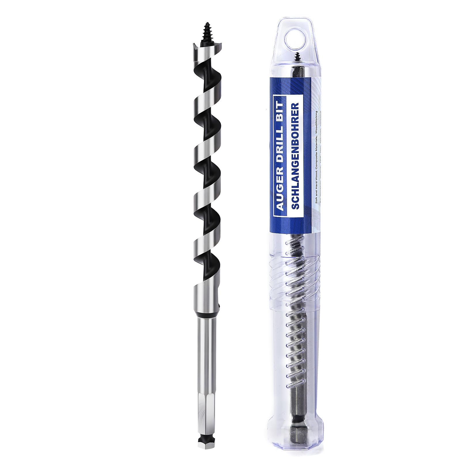1/2" X 11.8" Auger Bit for Wood, 13x300mm Hex Long Auger Drill Bit